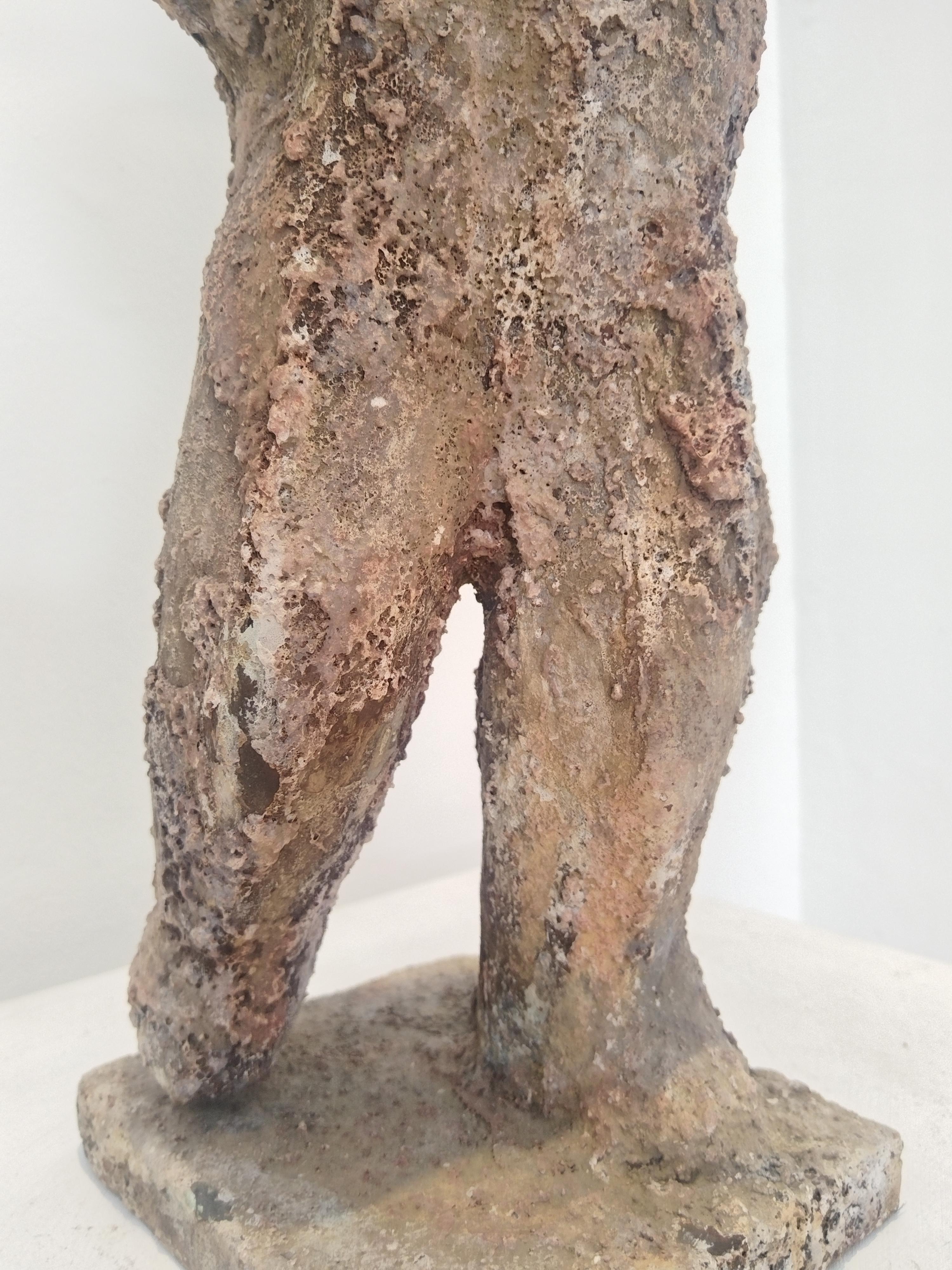 Van Nazareth is somewhat of a reclusive personality and his bronze sculptures focus on primordial, illusive shapes. His figures are remote and uncommunicative, suggesting timelessness and loneliness. Somewhat dehumanized, they remain universal