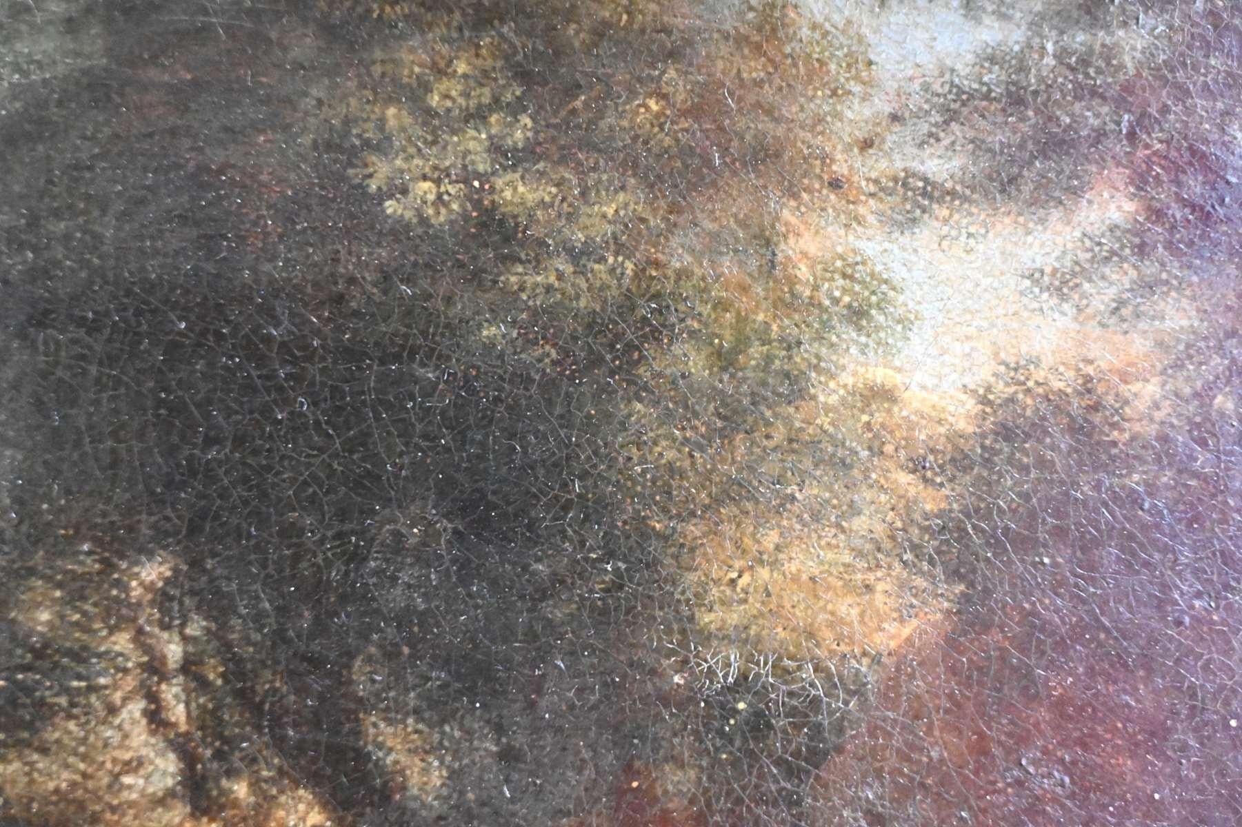 Seguace di H. Van Swanevelt, Pastori e il loro gregge su un sentiero, olio su tela in vendita 1