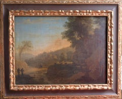 Seguidor de H. Van Swanevelt, Pastores y su rebaño en un camino, óleo sobre lienzo