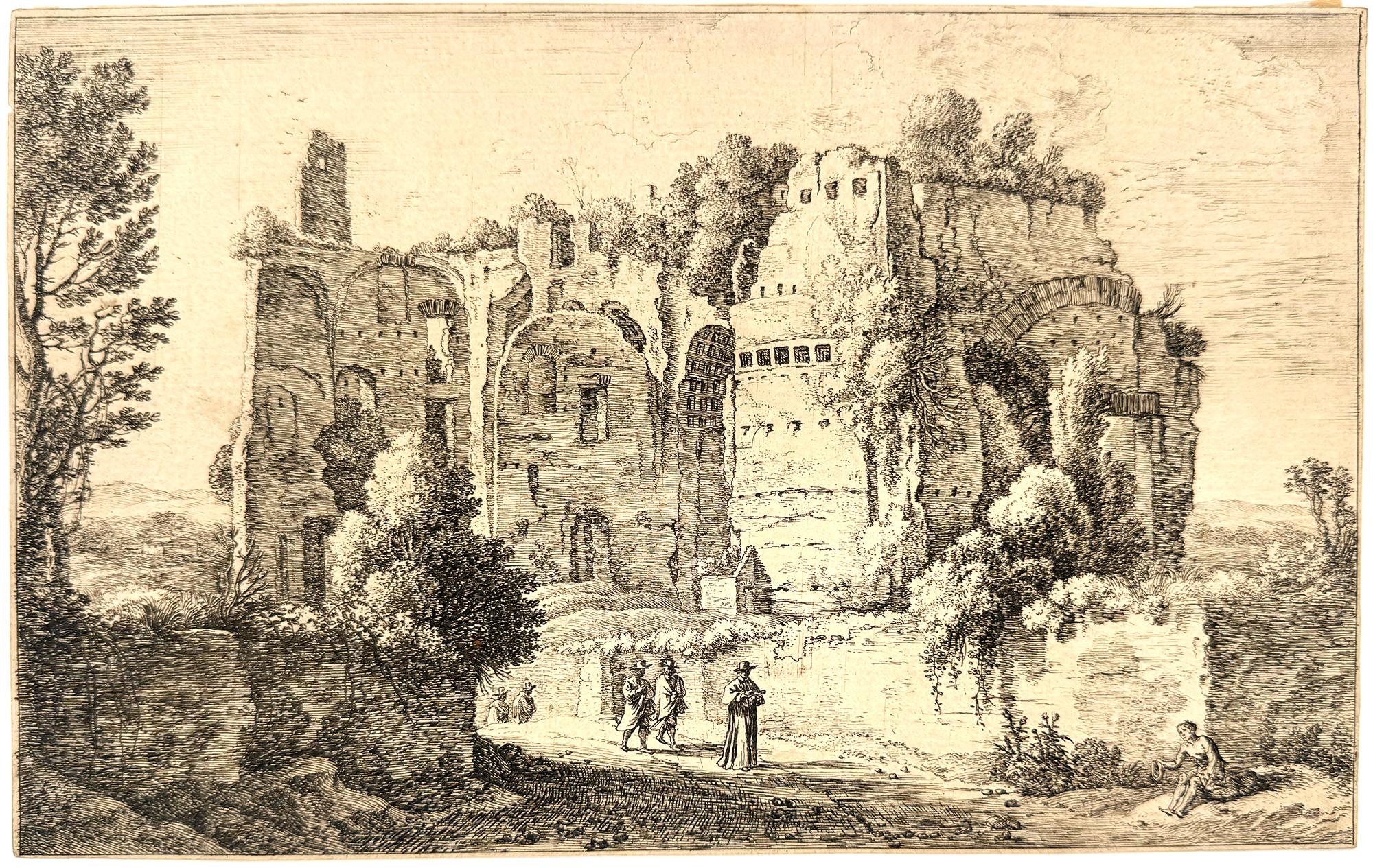 Figurative Print de Herman van Swanevelt - Landscape with a Cardinal