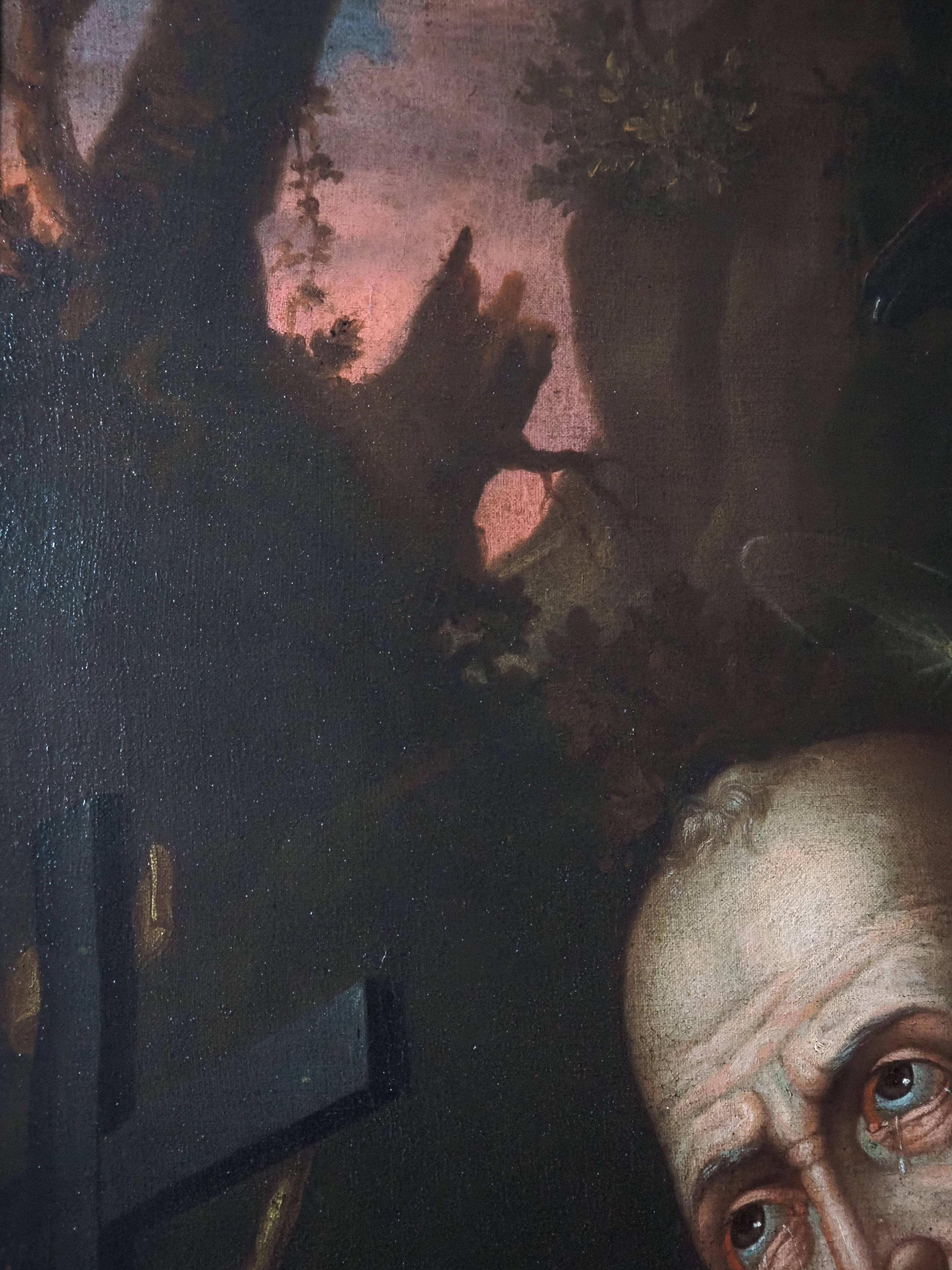 Pintura antigua al óleo/lienzo, San Jerónimo oye la trompeta del Juicio Final 6