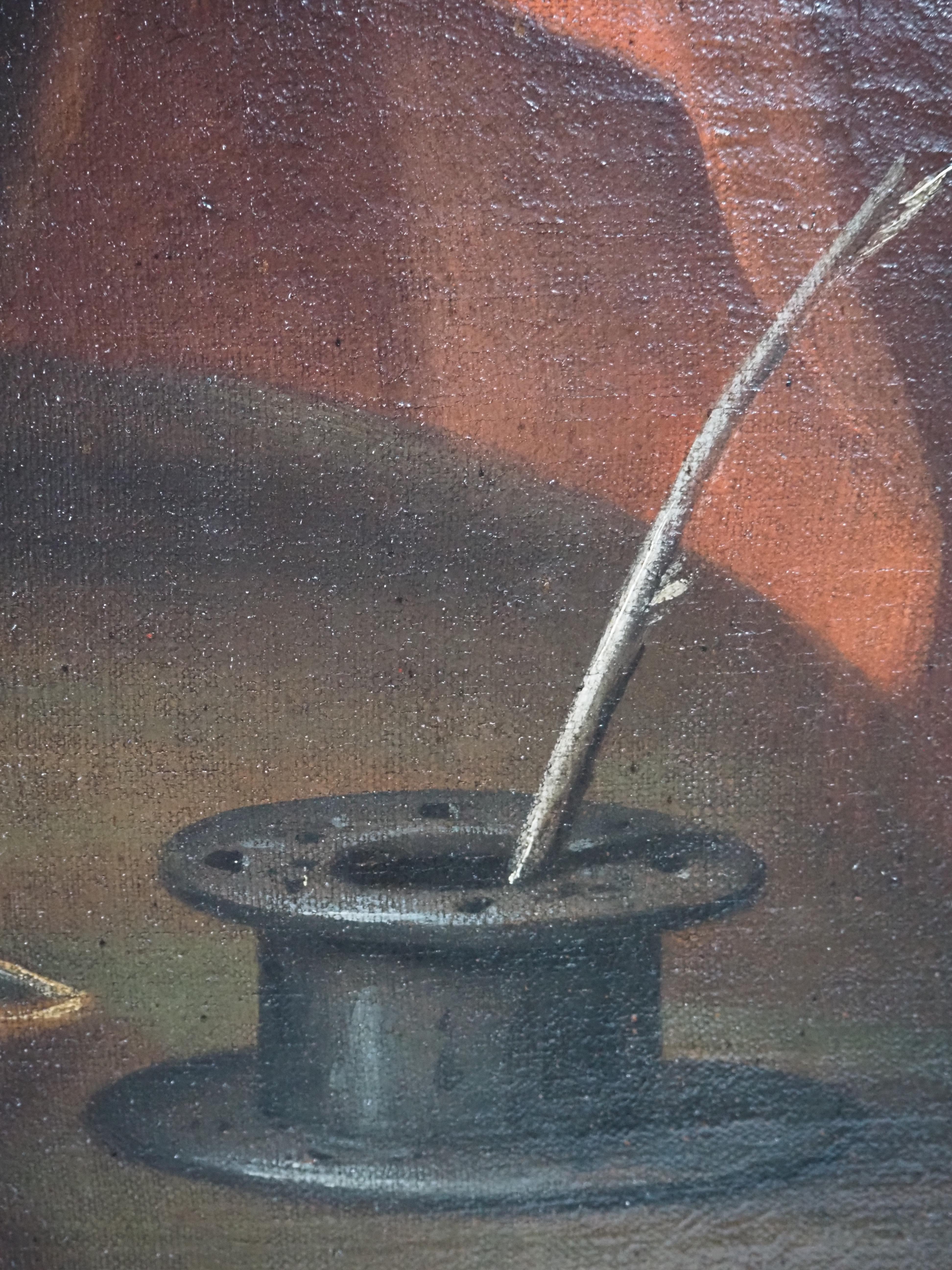 Pintura antigua al óleo/lienzo, San Jerónimo oye la trompeta del Juicio Final 7