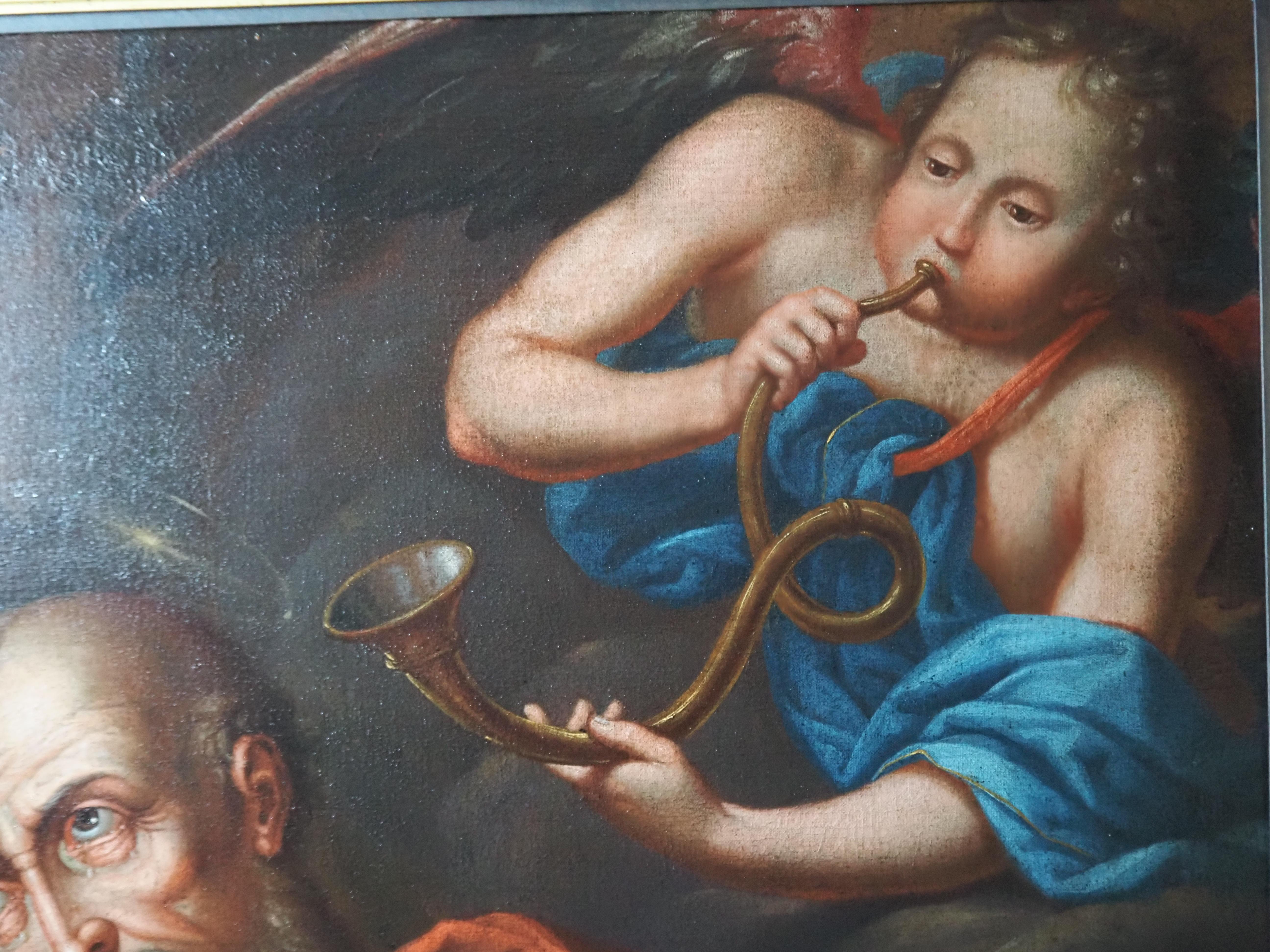 Pintura antigua al óleo/lienzo, San Jerónimo oye la trompeta del Juicio Final 4