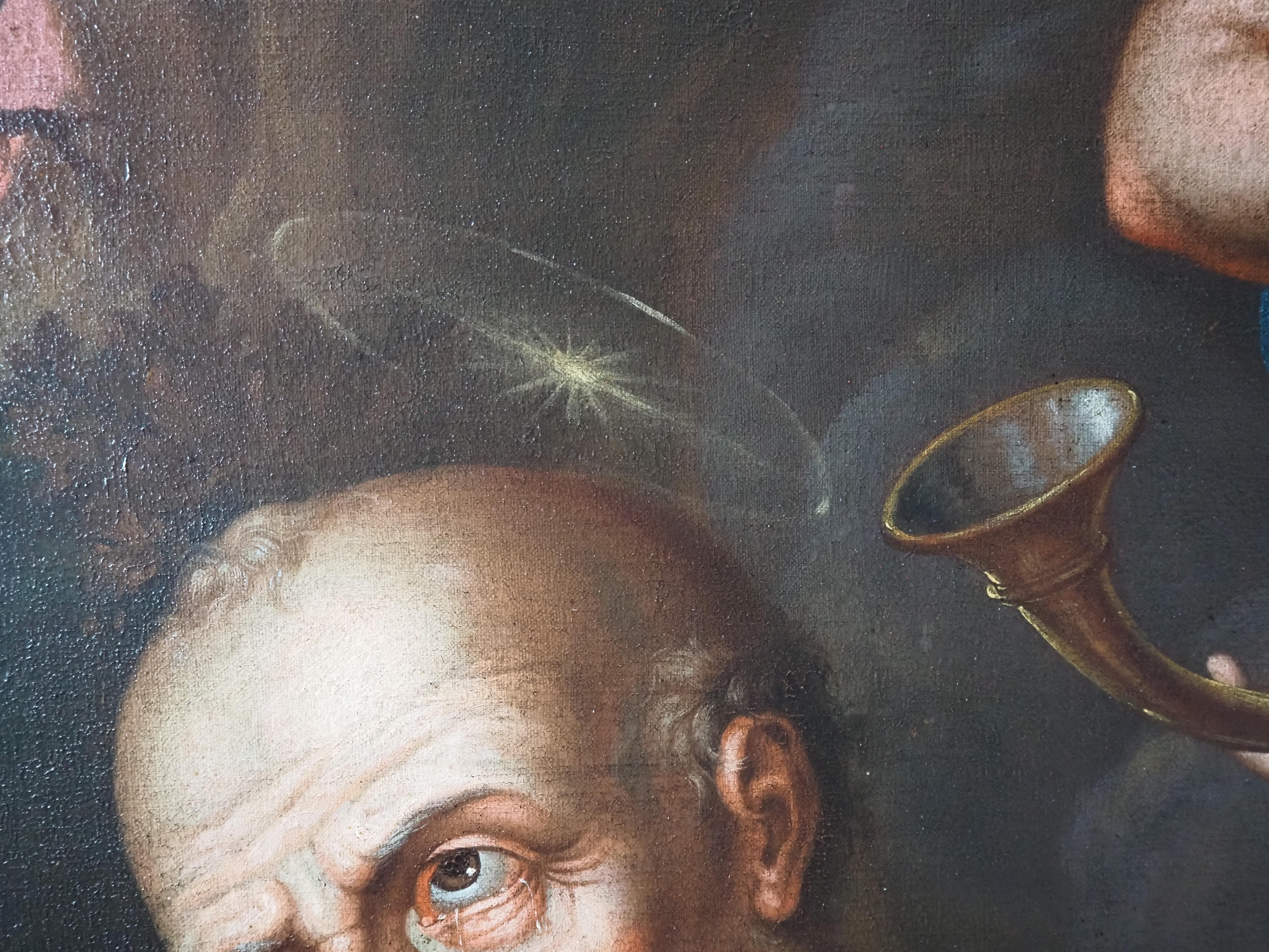 Pintura antigua al óleo/lienzo, San Jerónimo oye la trompeta del Juicio Final 5