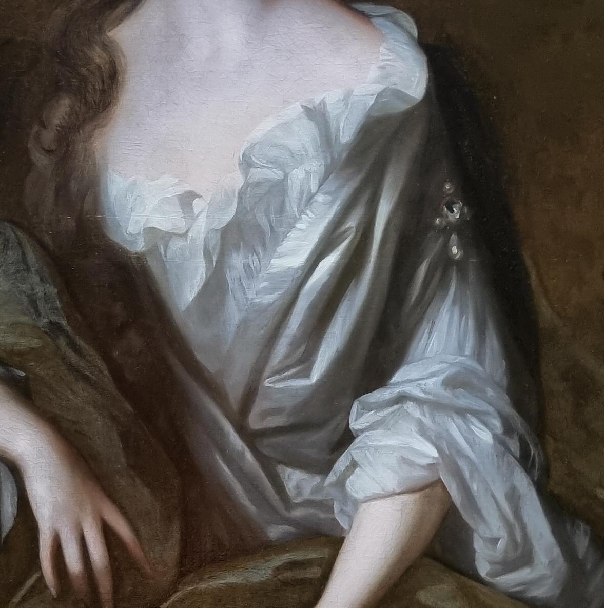 Portrait of Lady Tufton Wray (1667-1712), Antique oil on canvas painting, Large - Old Masters Painting by Herman Verelst