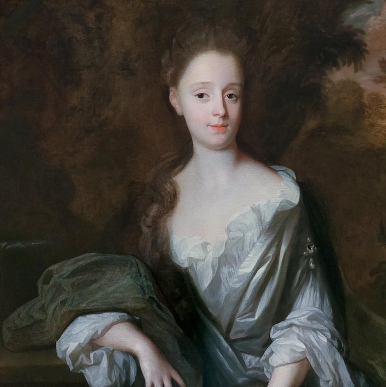 Portrait of Lady Tufton Wray (1667-1712), Antique oil on canvas painting For Sale 3