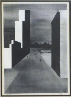 Litografia originale di Herman Volz, anni '30 circa, "Uno alla battuta".