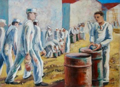 "Factory Workers" American Modern WPA Scene Realism Industrial Depression Era