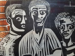 Herman Volz Woodcut 3 Figure