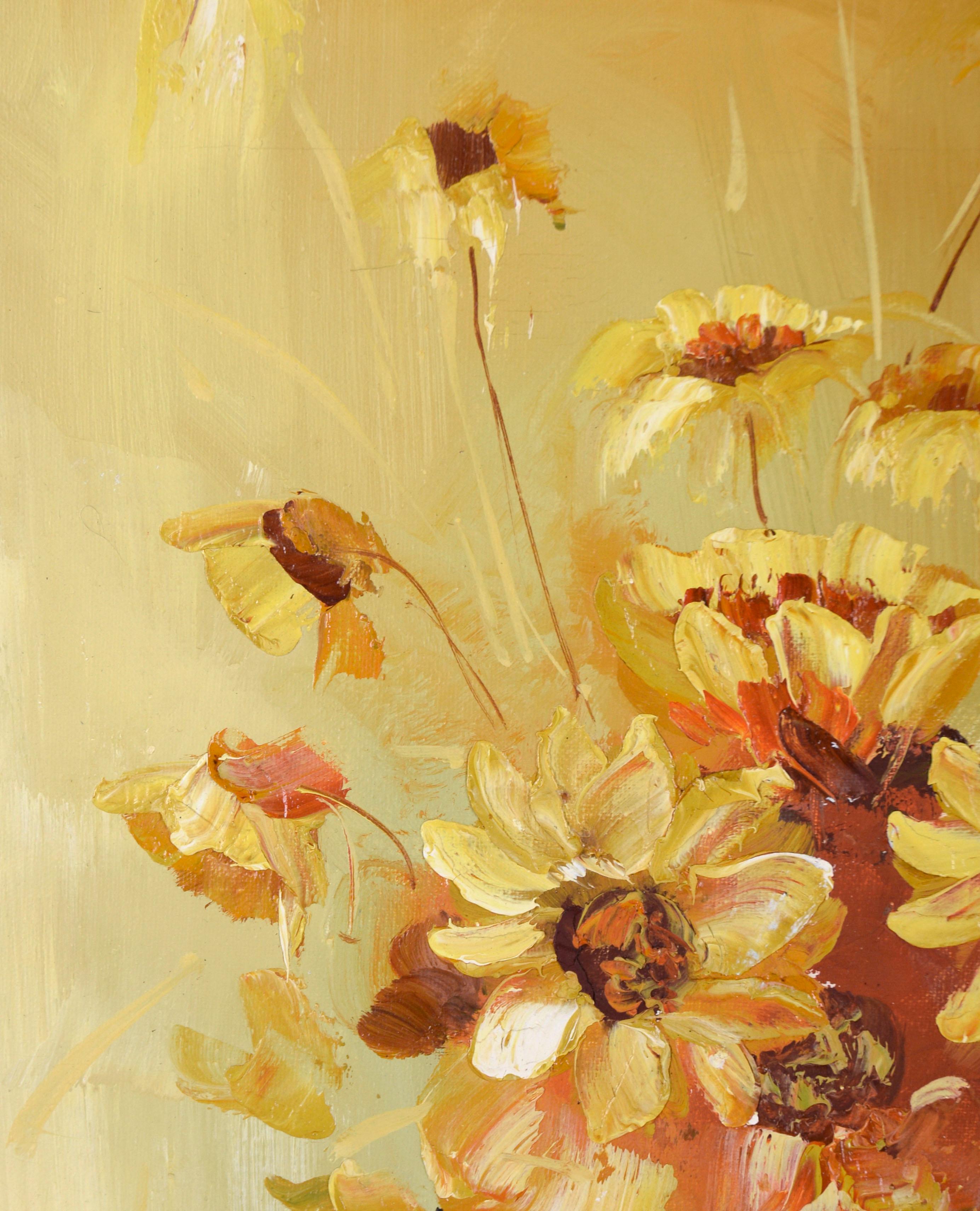 Daisies in Vase – Stillleben Öl auf Leinwand, von Herman – Painting von Hermann