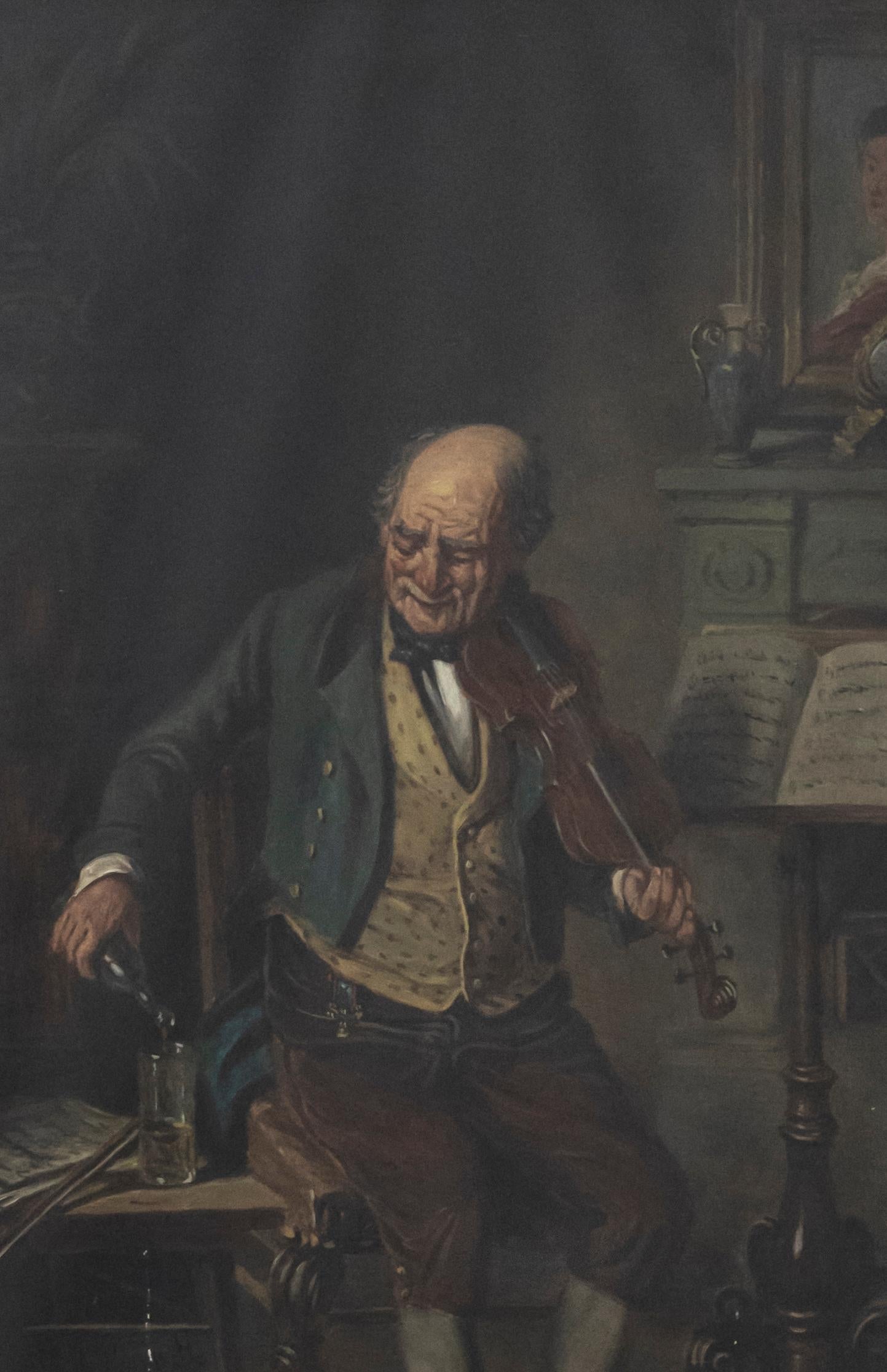 Hermann Kern (1839–1912) - Late 19th Century Oil, Wetting The Whistle - Painting by Hermann (Armin) Kern