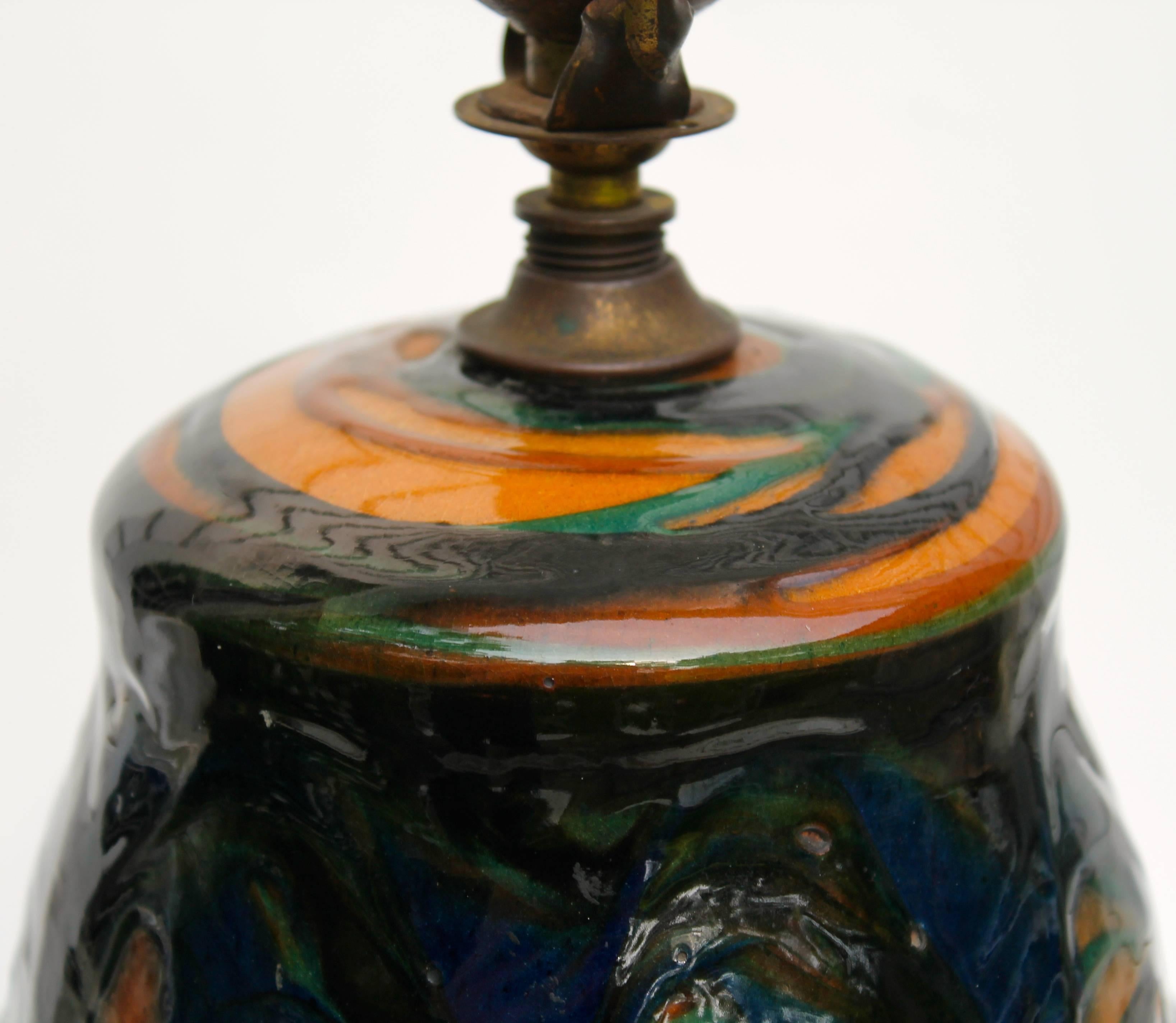 Danish Hermann August Kahler Art Nouveau Ceramic Lamp Base For Sale