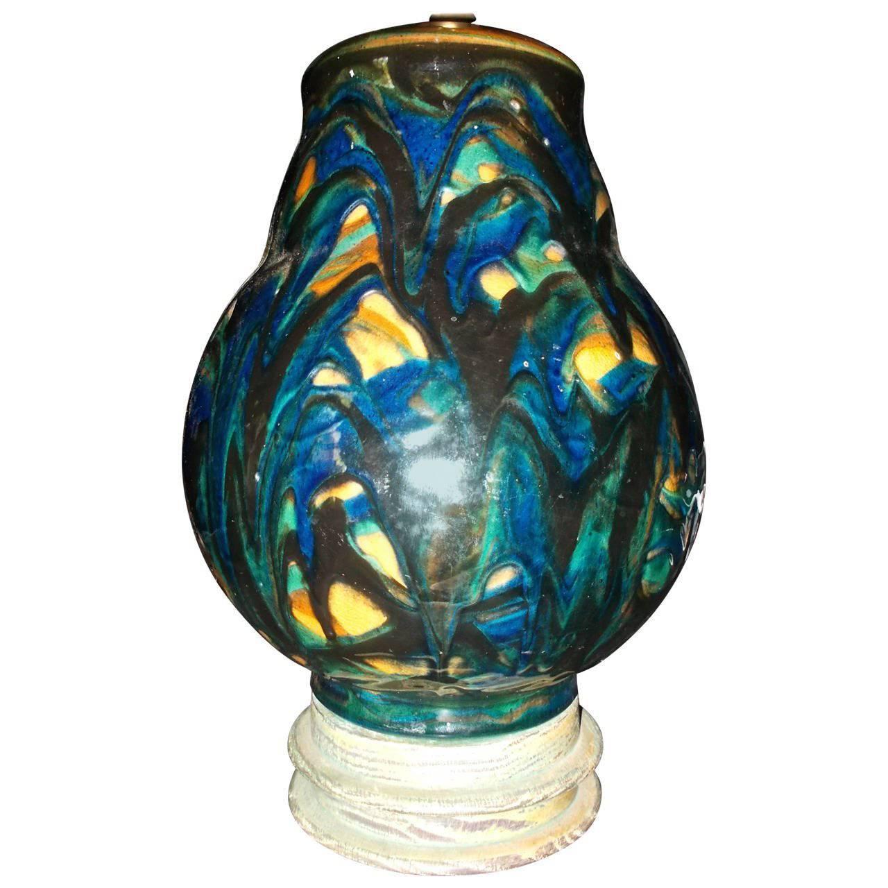 Hermann August Kahler Art Nouveau Ceramic Lamp Base For Sale at 1stDibs