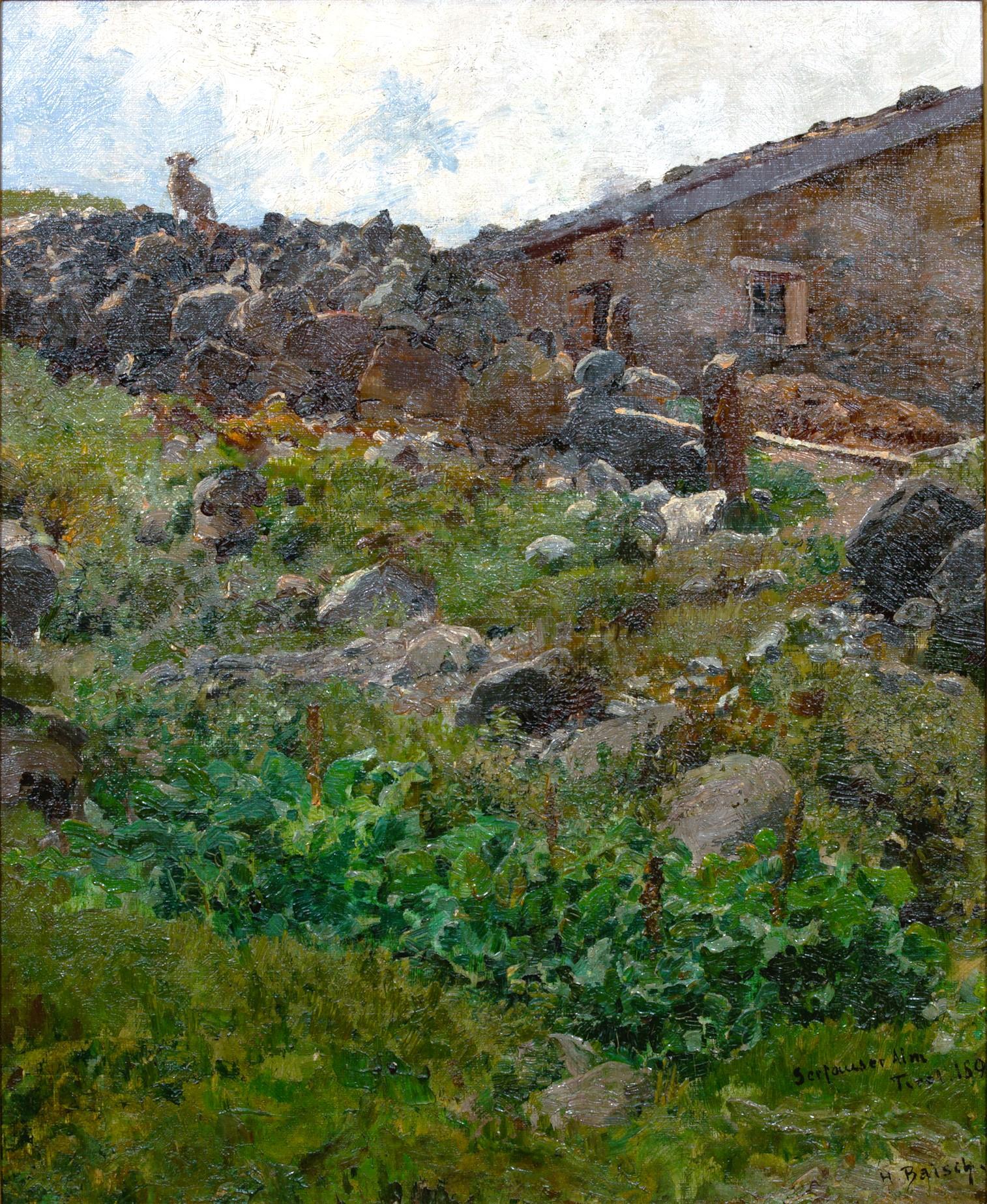 Baisch, Hermann 1846–1894: Mountain hut in Tyrol - Painting by Hermann Baisch