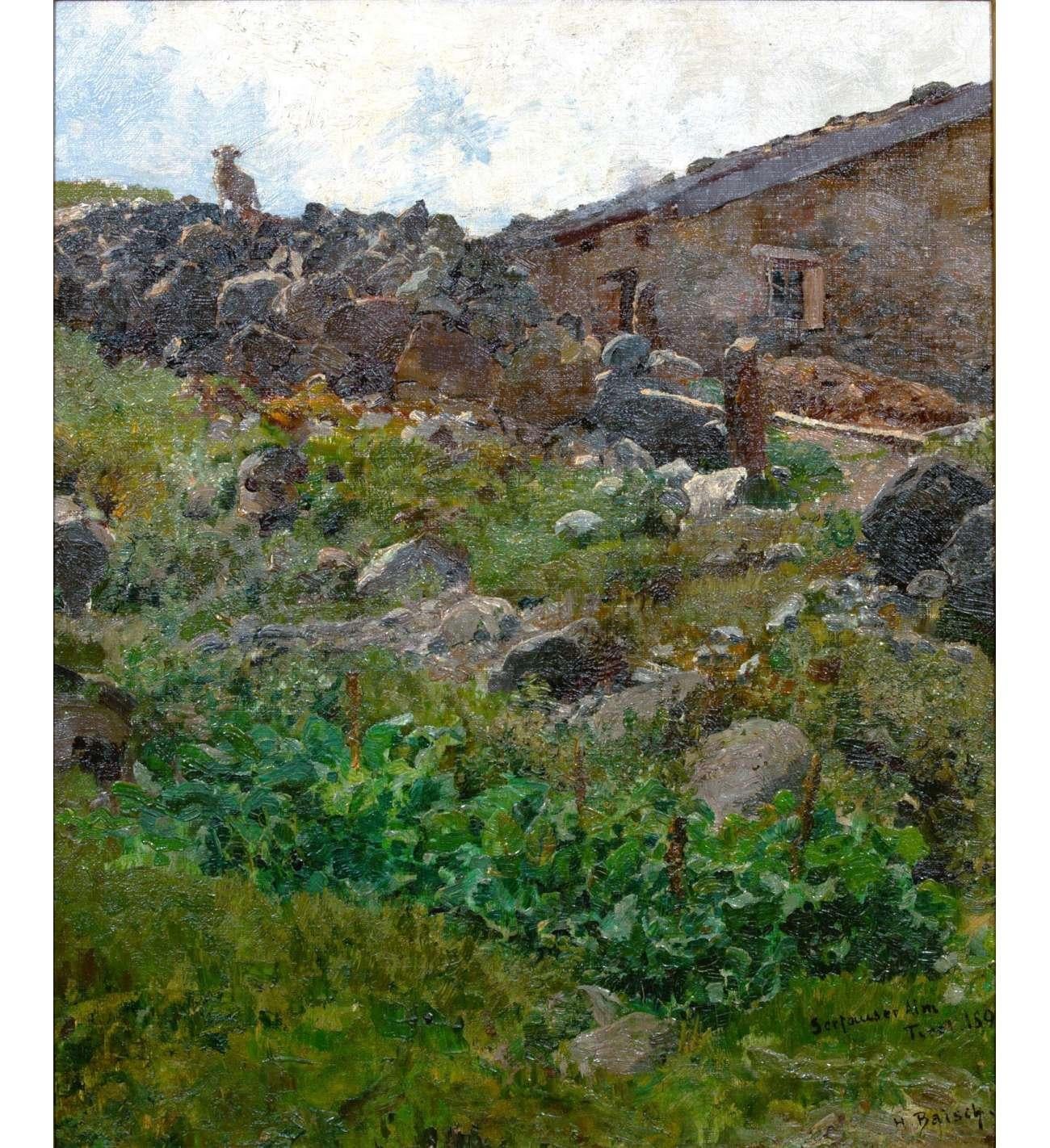 Baisch, Hermann 1846-1894: Berghütte in Tirol – Painting von Hermann Baisch