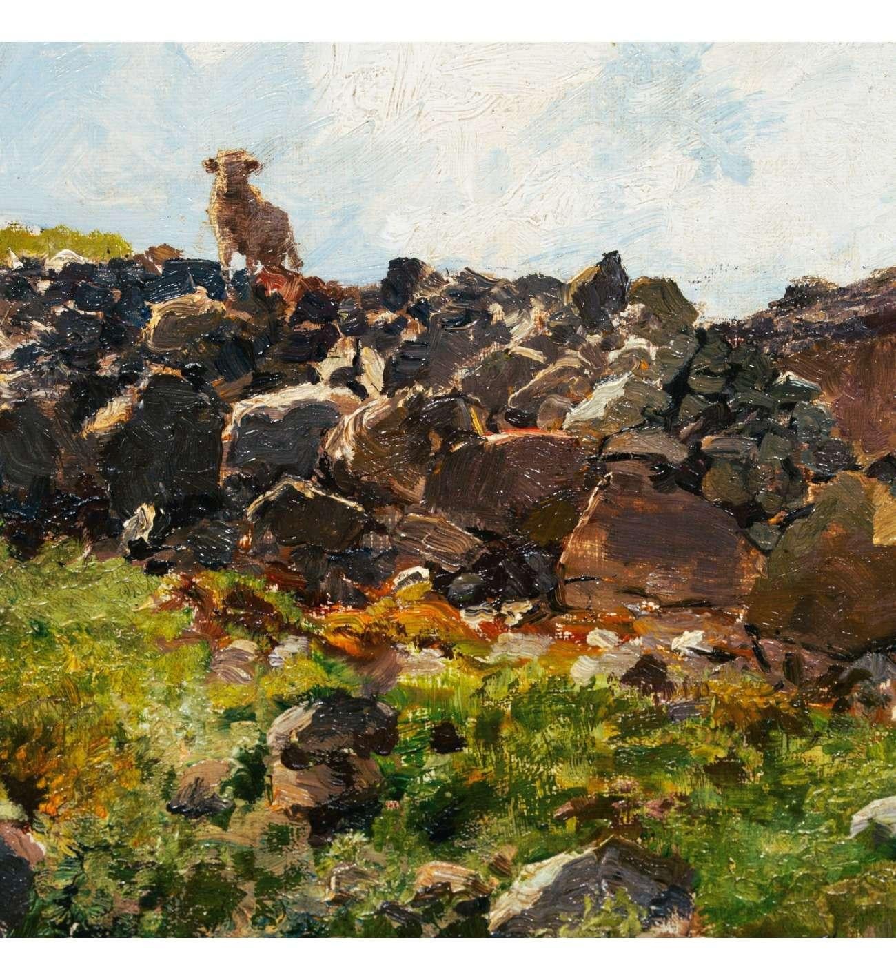Hermann Baisch Landscape Painting – Baisch, Hermann 1846-1894: Berghütte in Tirol