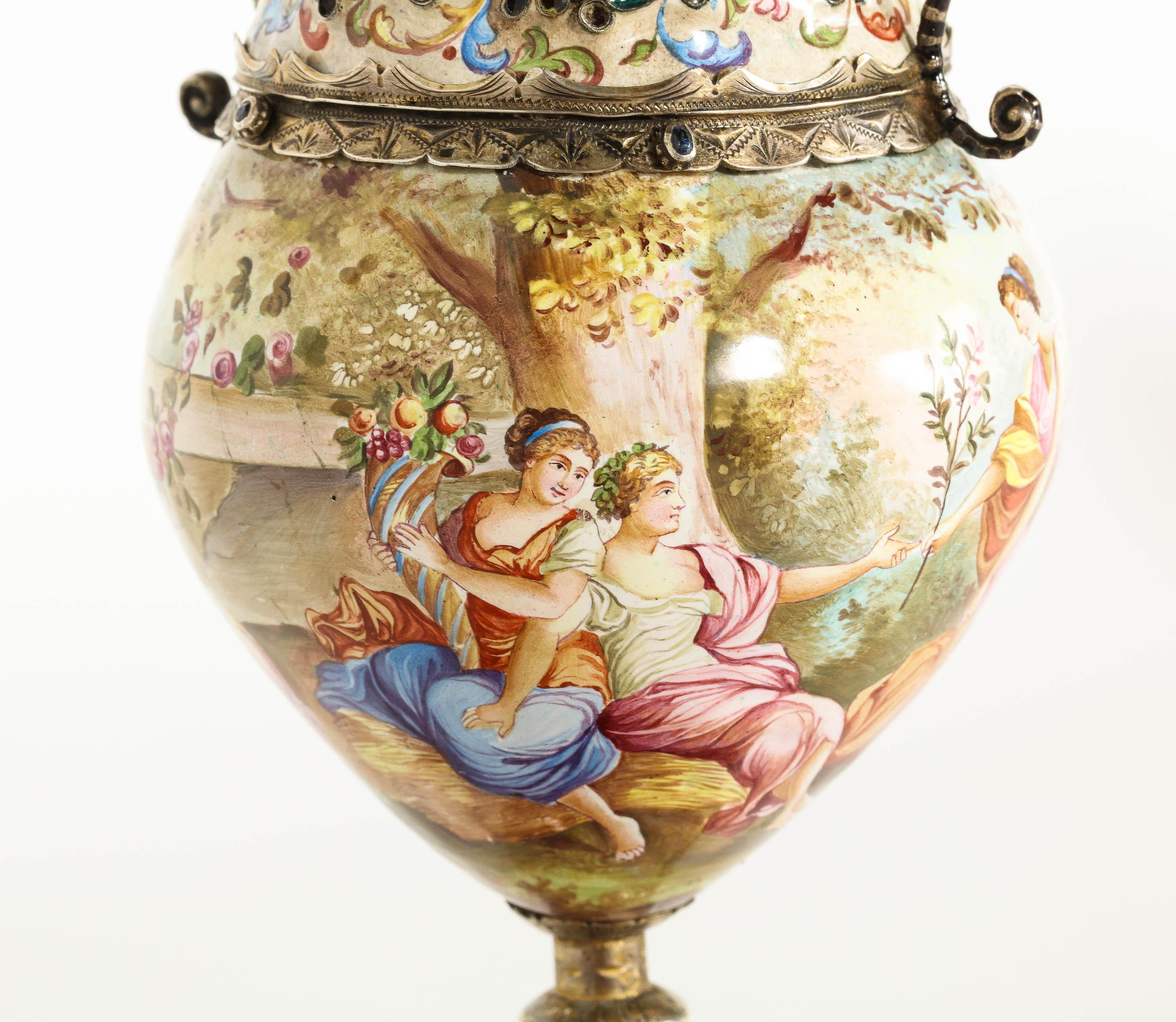 Hermann Bohm, a Fine Pair of Viennese Silver-Mounted Enamel Vases 11