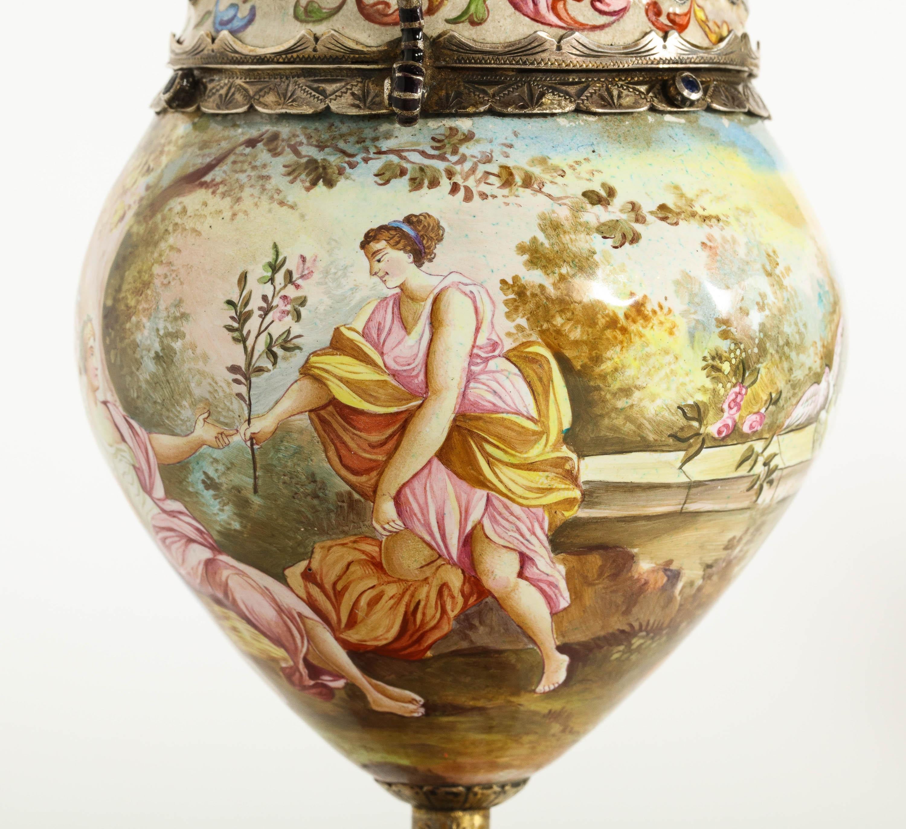 Hermann Bohm, a Fine Pair of Viennese Silver-Mounted Enamel Vases 12