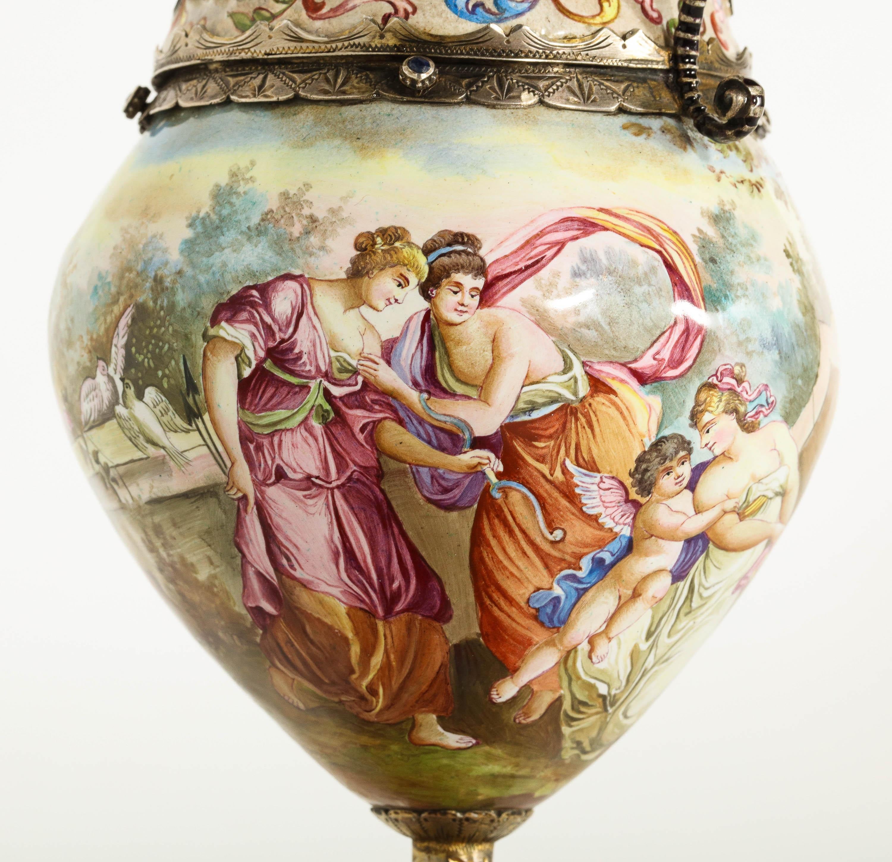 Hermann Bohm, a Fine Pair of Viennese Silver-Mounted Enamel Vases 13