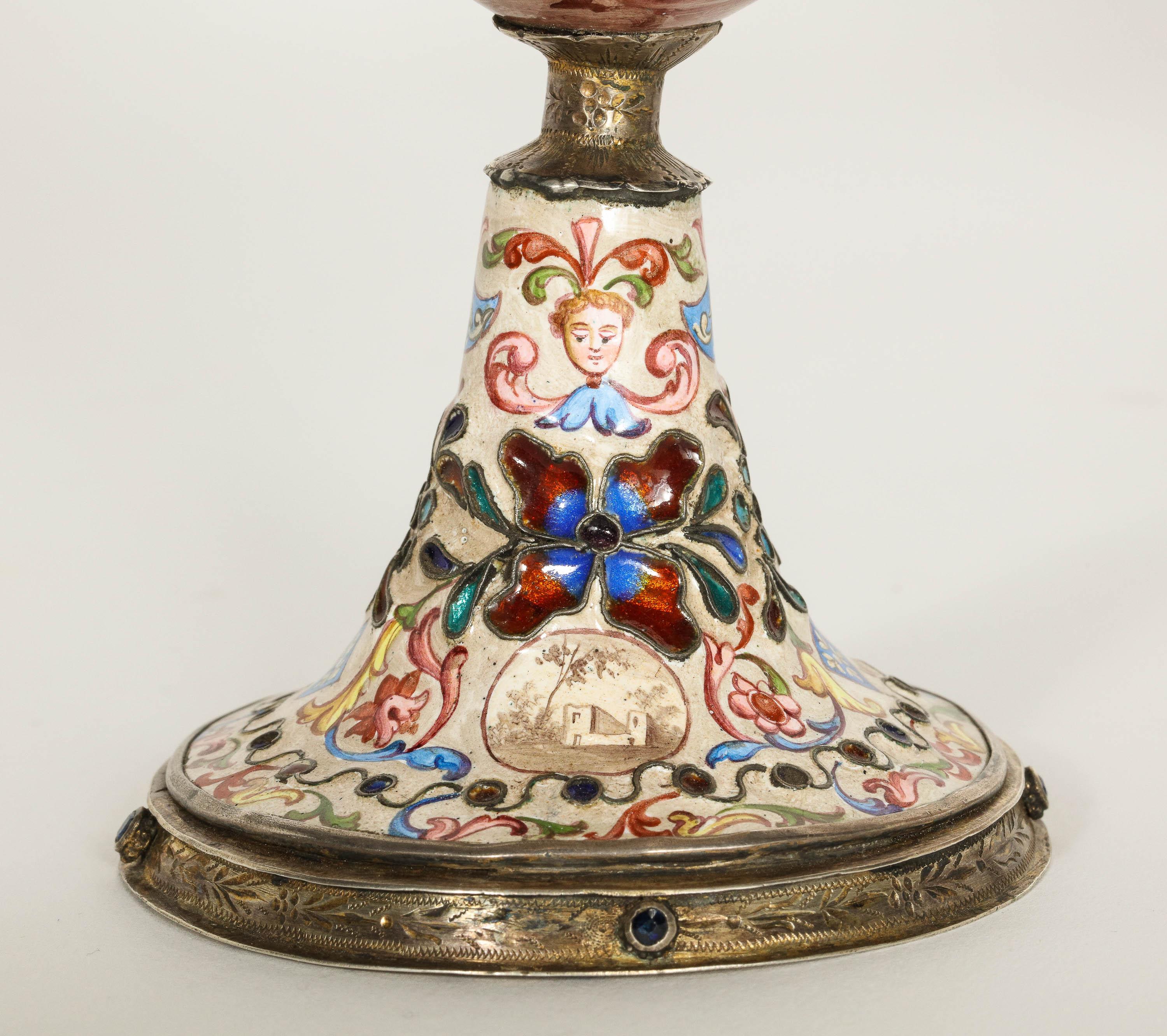 Hermann Bohm, a Fine Pair of Viennese Silver-Mounted Enamel Vases 4