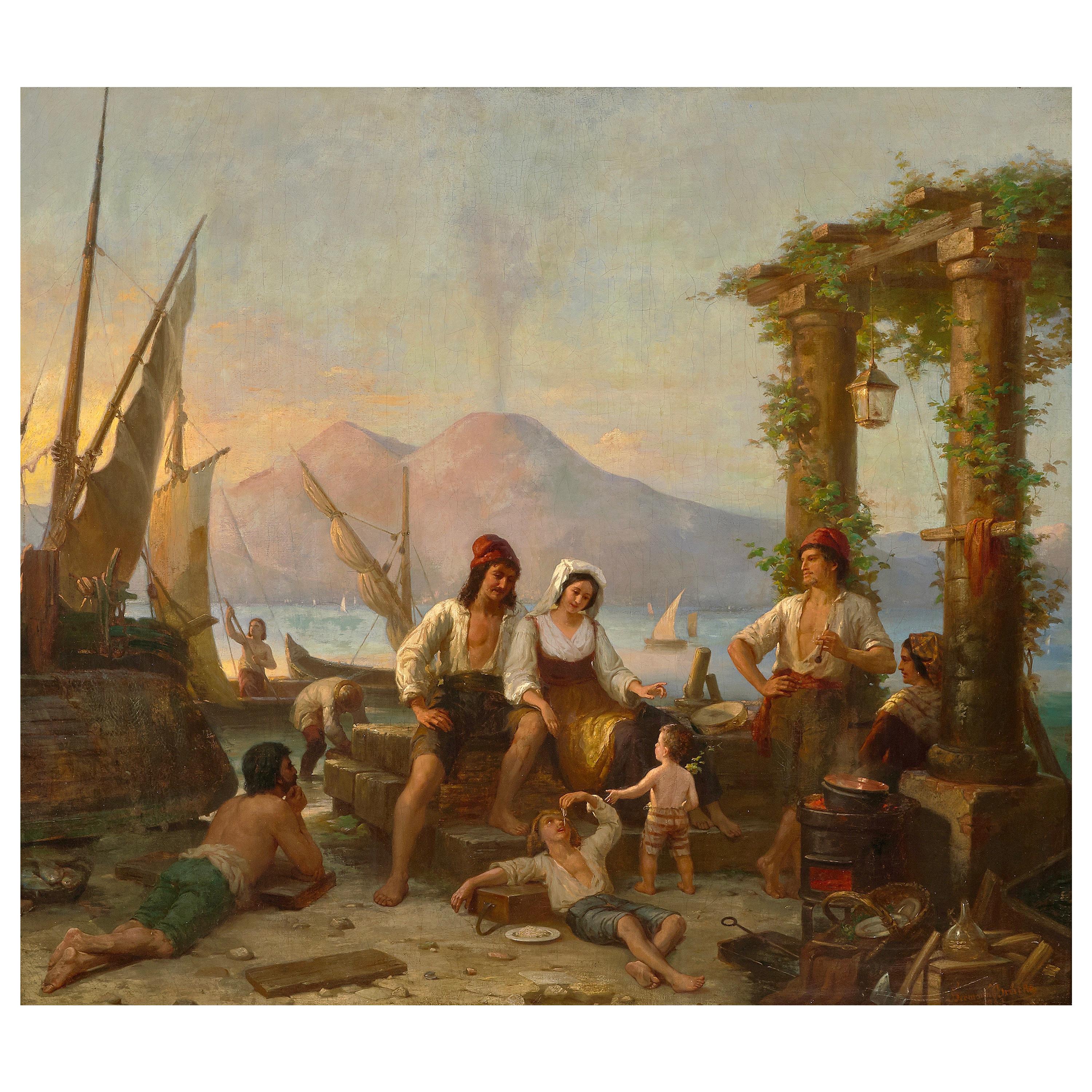 Hermann Brücke Neapolitan Fishing Family, 1863