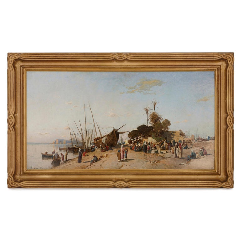 Hermann Corrodi - Large Orientalist seascape oil painting in giltwood frame  by Corrodi at 1stDibs
