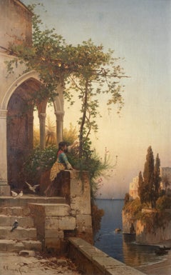 Oriental Landscape - Oil Painting by Hermann Corrodi - 1880s