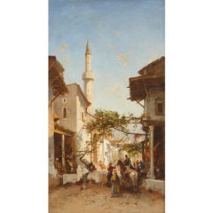 Orientalist style oil on canvas genre painting by Corrodi