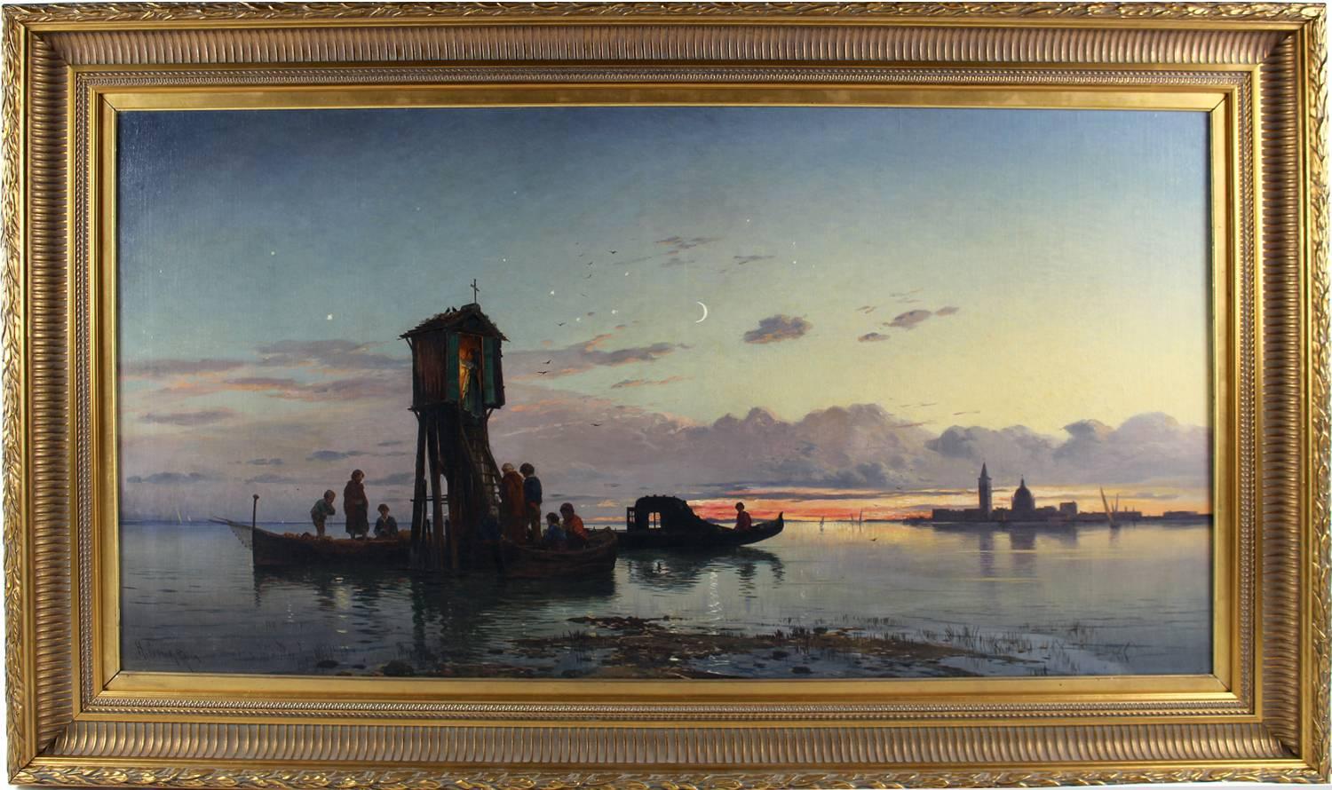 Shrine at Venice, Sundown - Painting by Hermann Corrodi