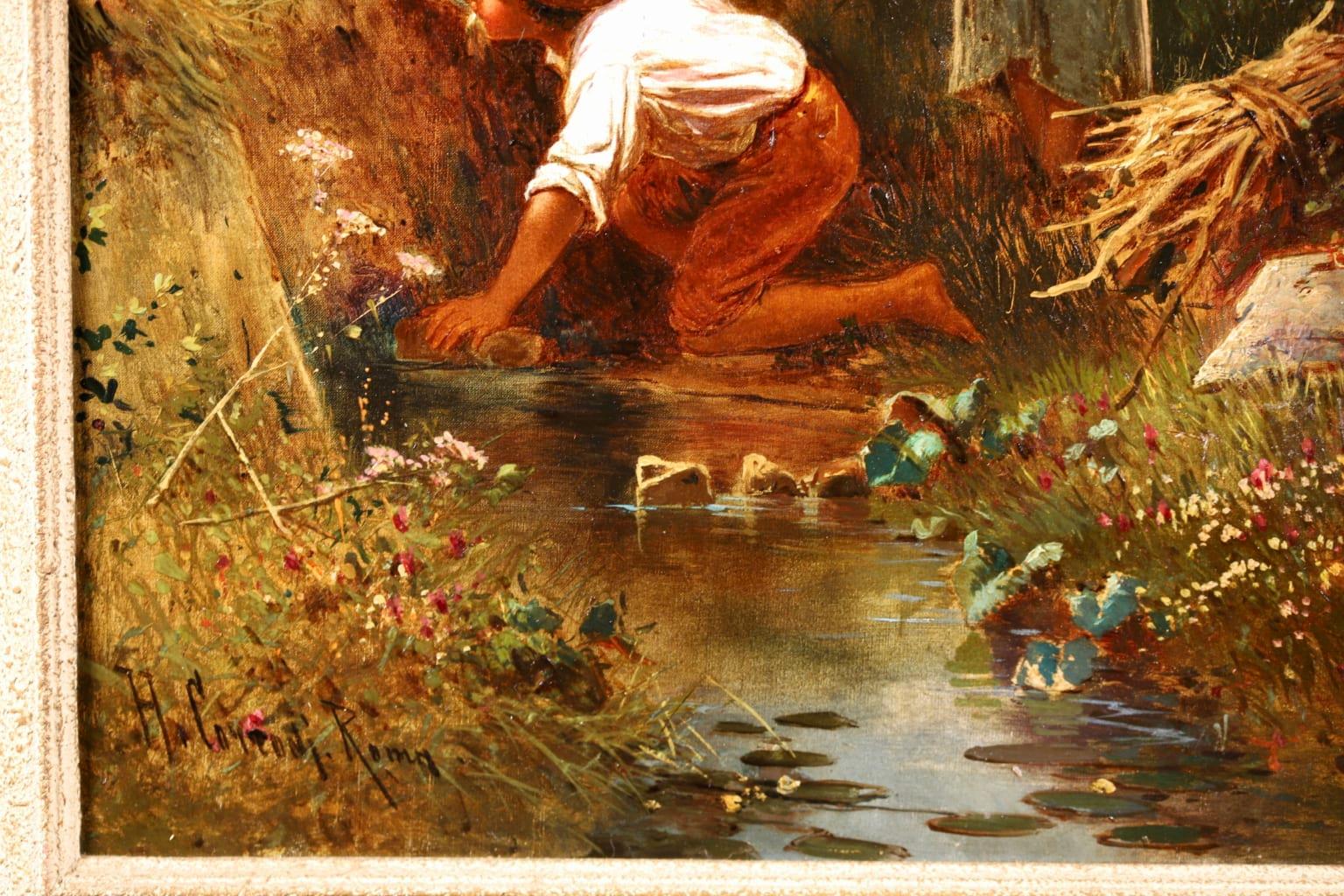 The Water Spring - Italian Academic Oil, Figures in Landscape by Hermann Corrodi 2