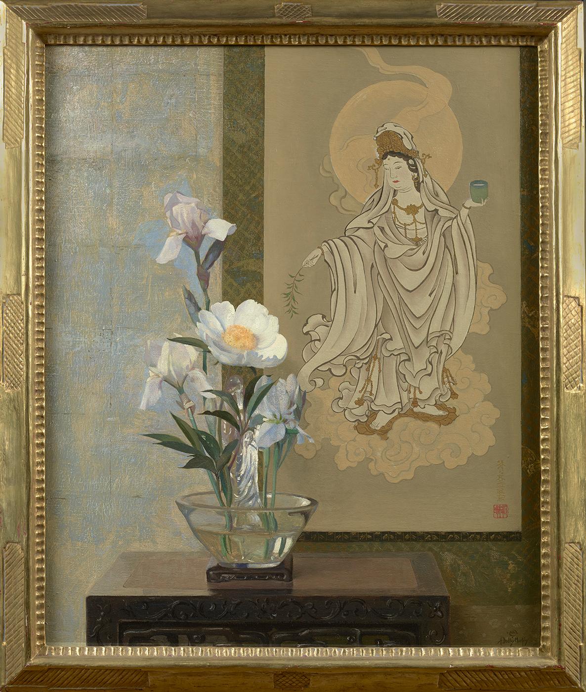 Peony and Kwannon - Painting by Hermann Dudley Murphy