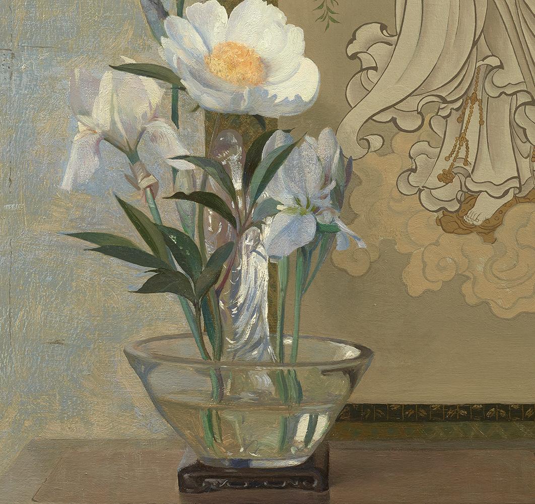 Peony and Kwannon - Painting by Hermann Dudley Murphy