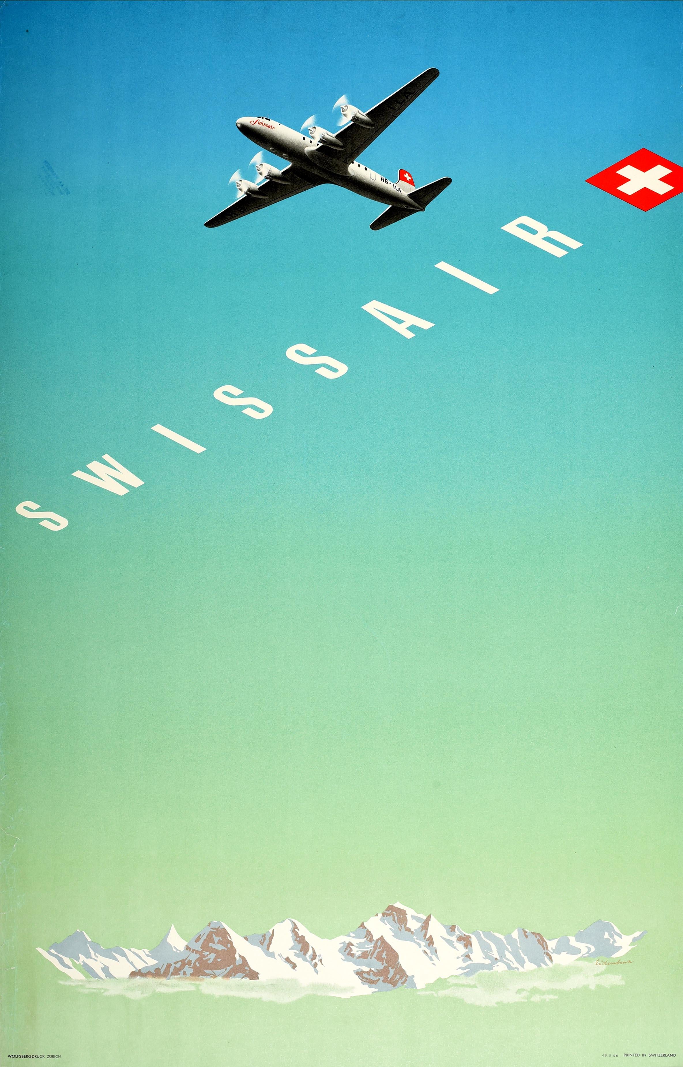Swissair Switzerland Vintage Airline Airlines Travel Advertisement Poster Print 
