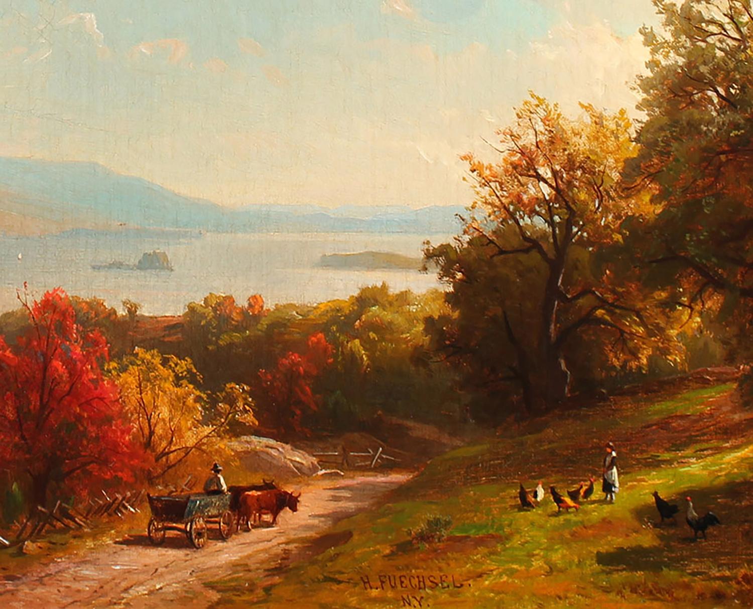 Farmyard on the Upper Hudson by Hermann Fuechsel (German-American, 1833-1915) 1