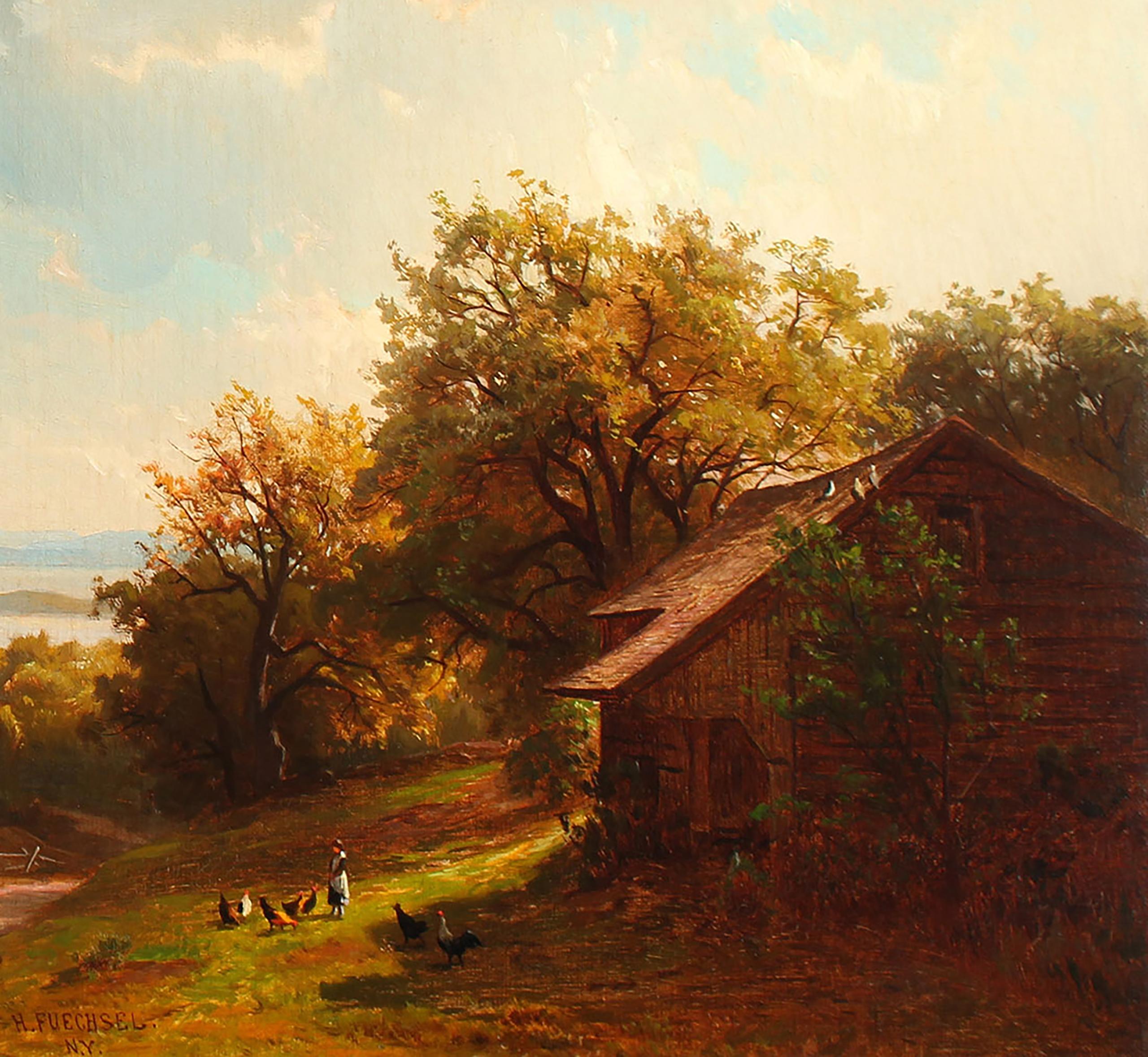 Farmyard on the Upper Hudson by Hermann Fuechsel (German-American, 1833-1915) 3