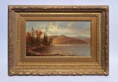 Luminous Hudson River School Fall Sunset Landscape Painting, Hermann Fuechsel
