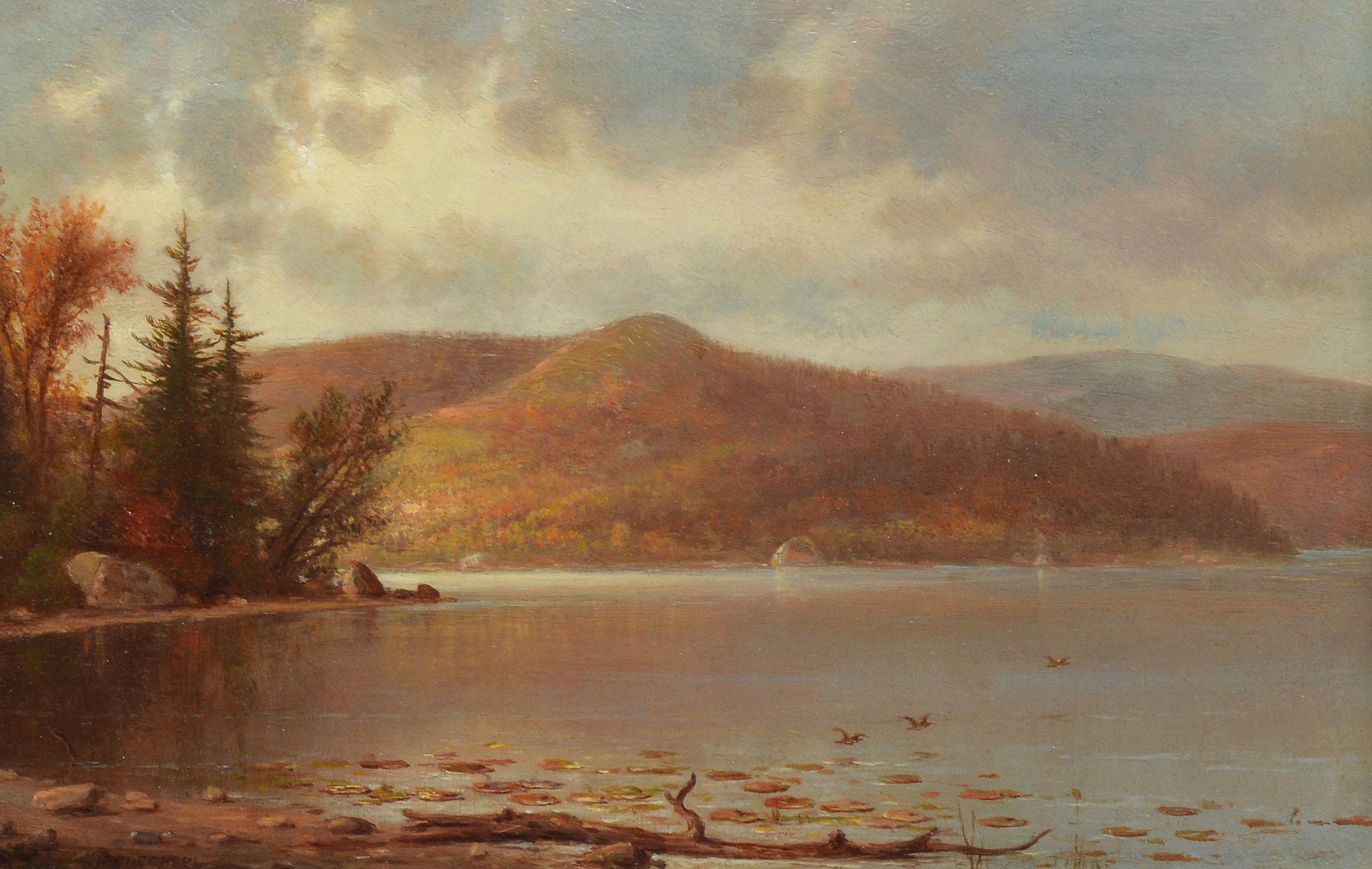 Luminous Hudson River School Fall Sunset Landscape Painting, Hermann Fuechsel 2