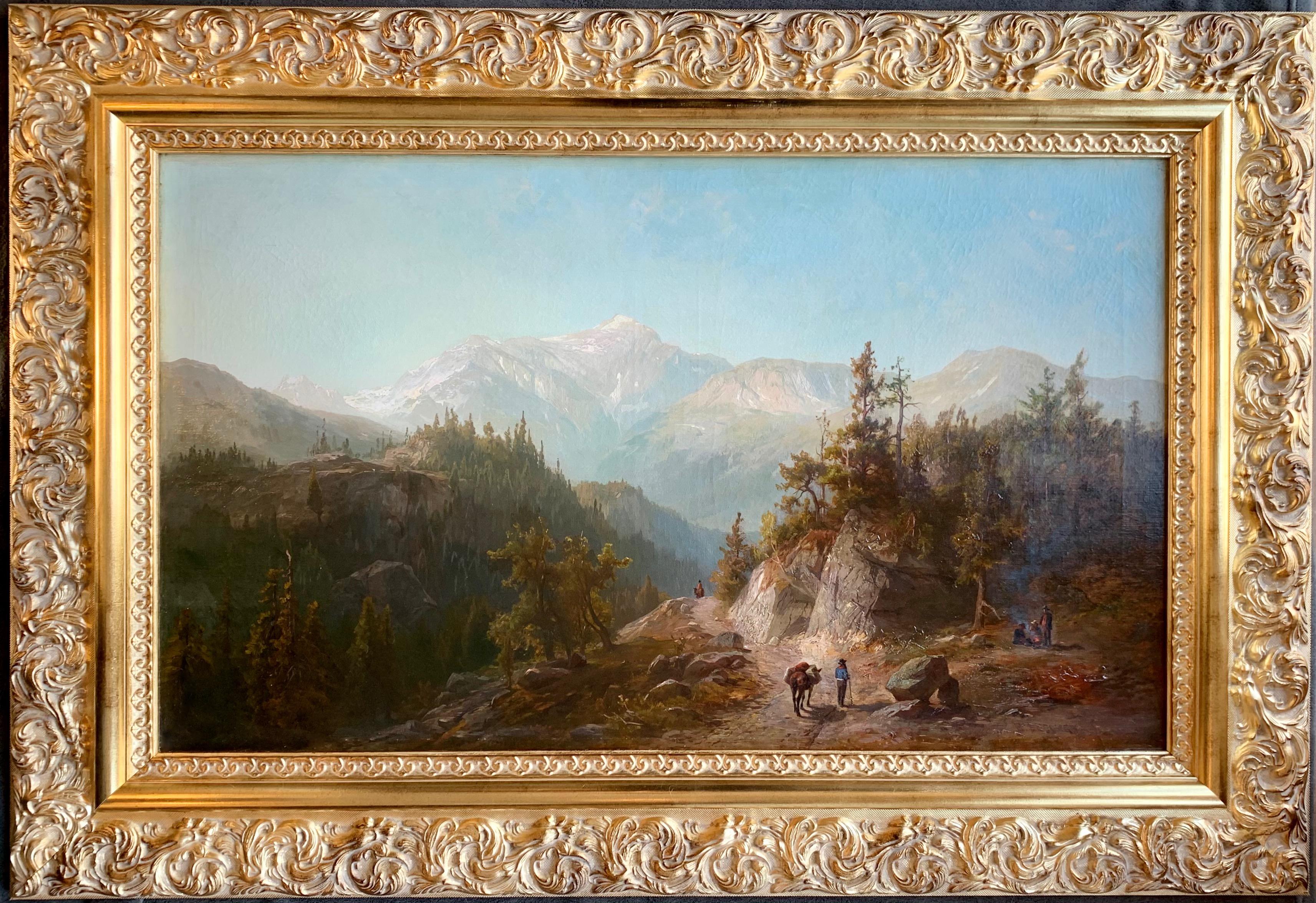 Hermann Fuechsel Animal Painting - The Rocky Mountains - 19th century American Hudson River School painting