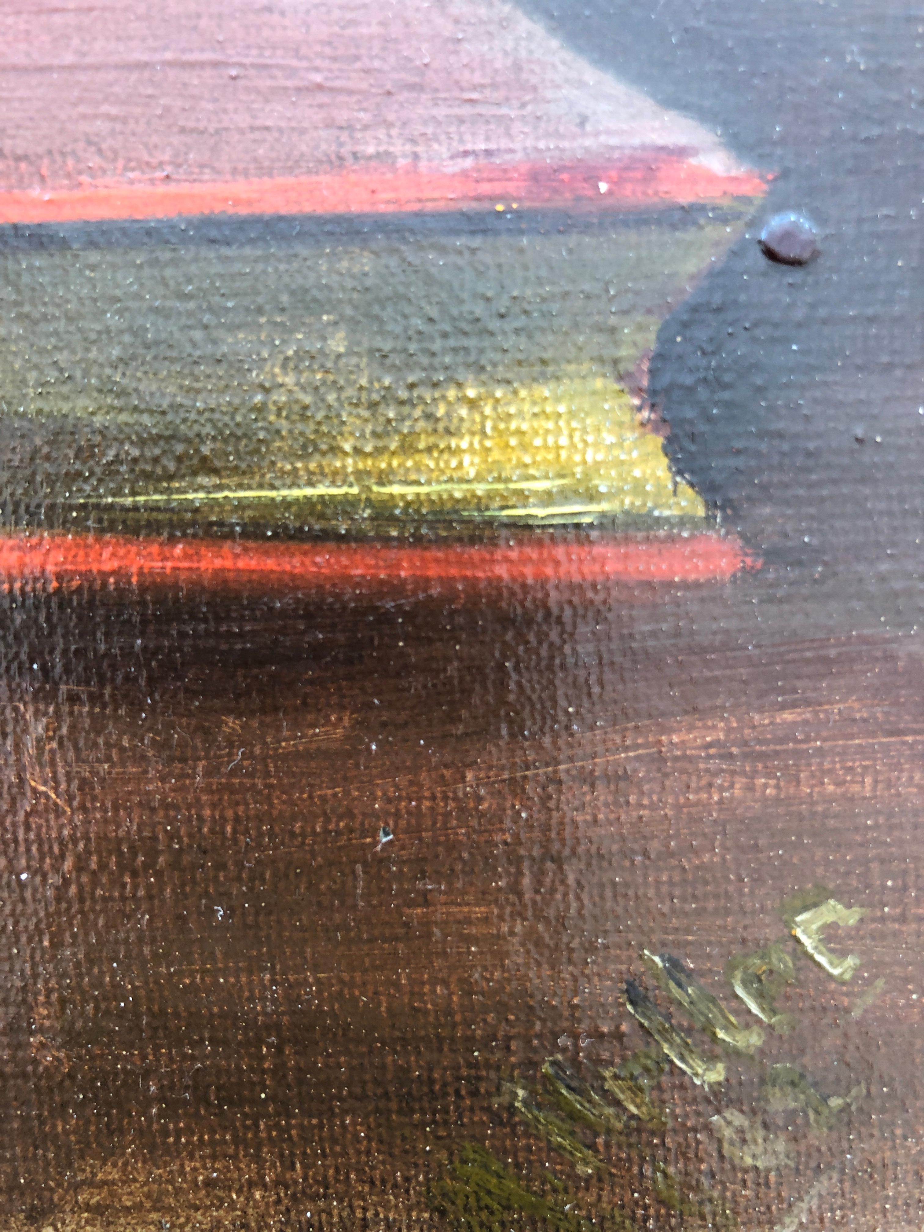 Natura morta con berretto da marinaio, boccale di birra, pipa lunga e libri - Painting Moderno di Hermann Haller