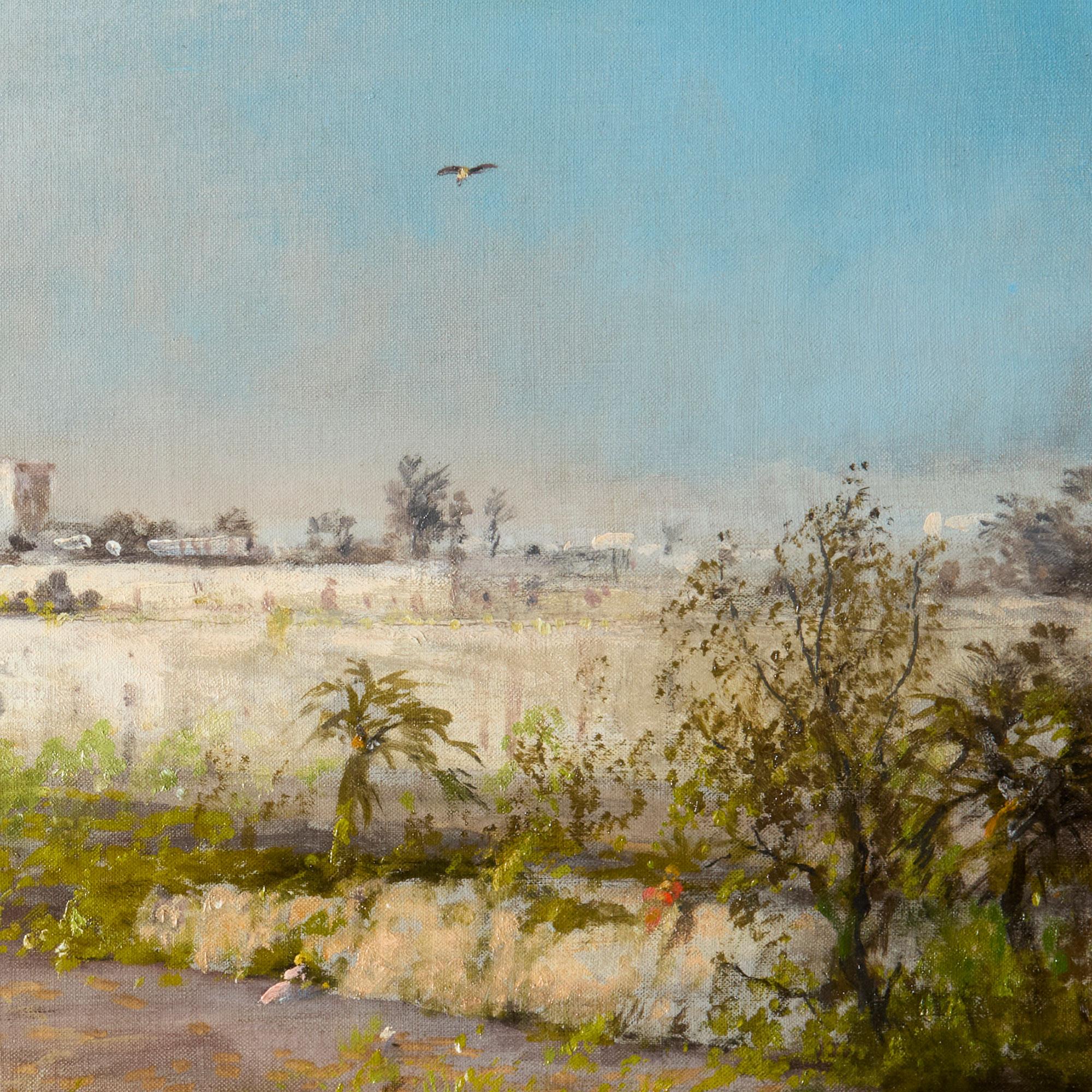 Gran cuadro orientalista antiguo de Tánger, Marruecos, por Herzog
Americano/Alemán, Finales del siglo XIX
Lienzo: Alto 51 cm, ancho 72 cm
Armazón: Altura 67 cm, anchura 87 cm, profundidad 6 cm

Este cuadro atmosférico, realizado en un estilo