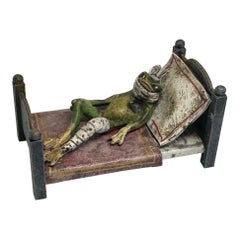 Hermann Heubach Frog in Bed with Chamber Pot Rare Austrian Vienna Bronze