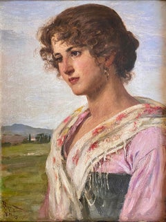 The sensitive Roman Girl Portrait of a Young Woman German Jewish artist in Italy