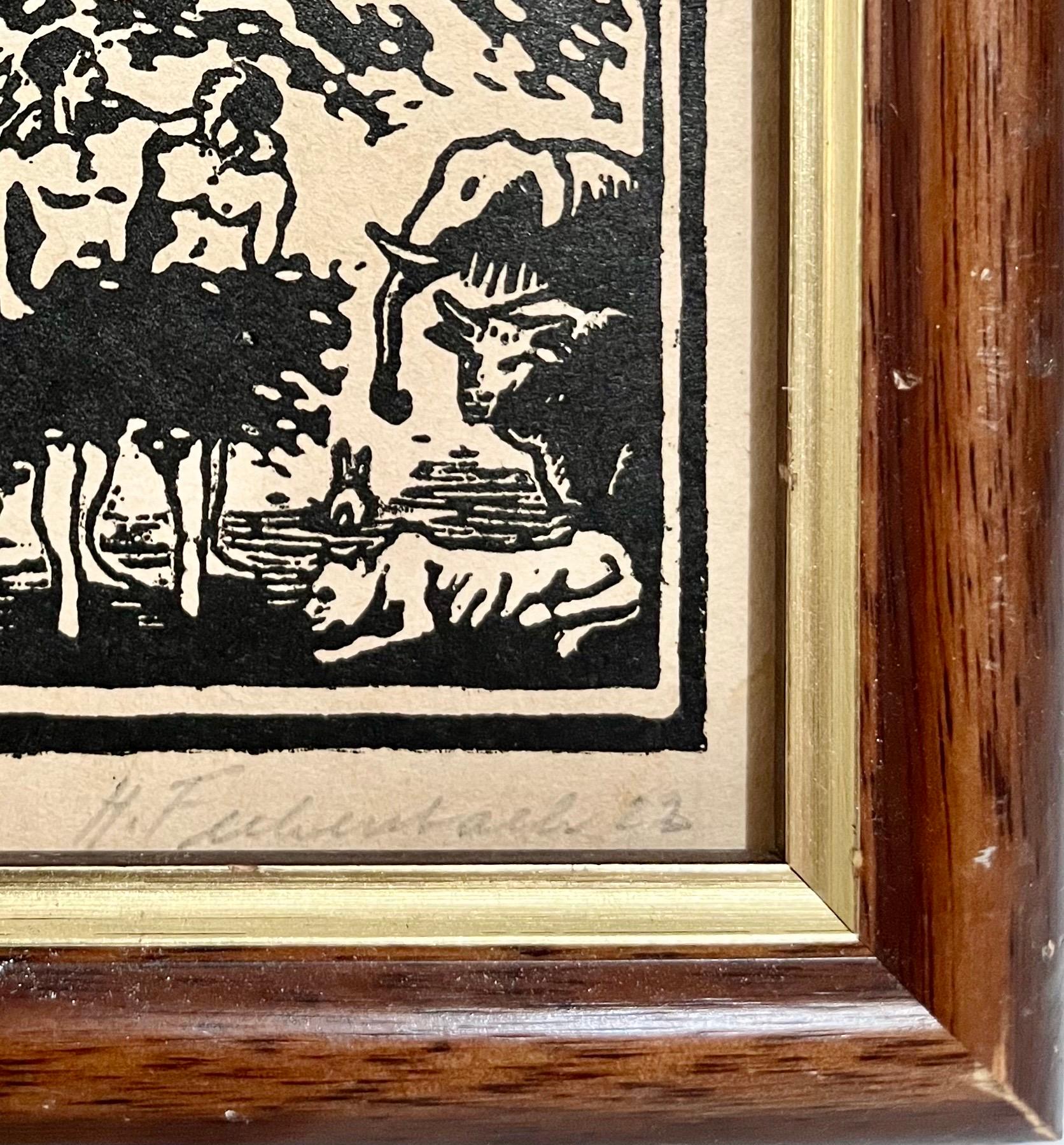 Rara xilografía judía alemana de 1922 Sión xilografía Hermann Fechenbach en venta 2