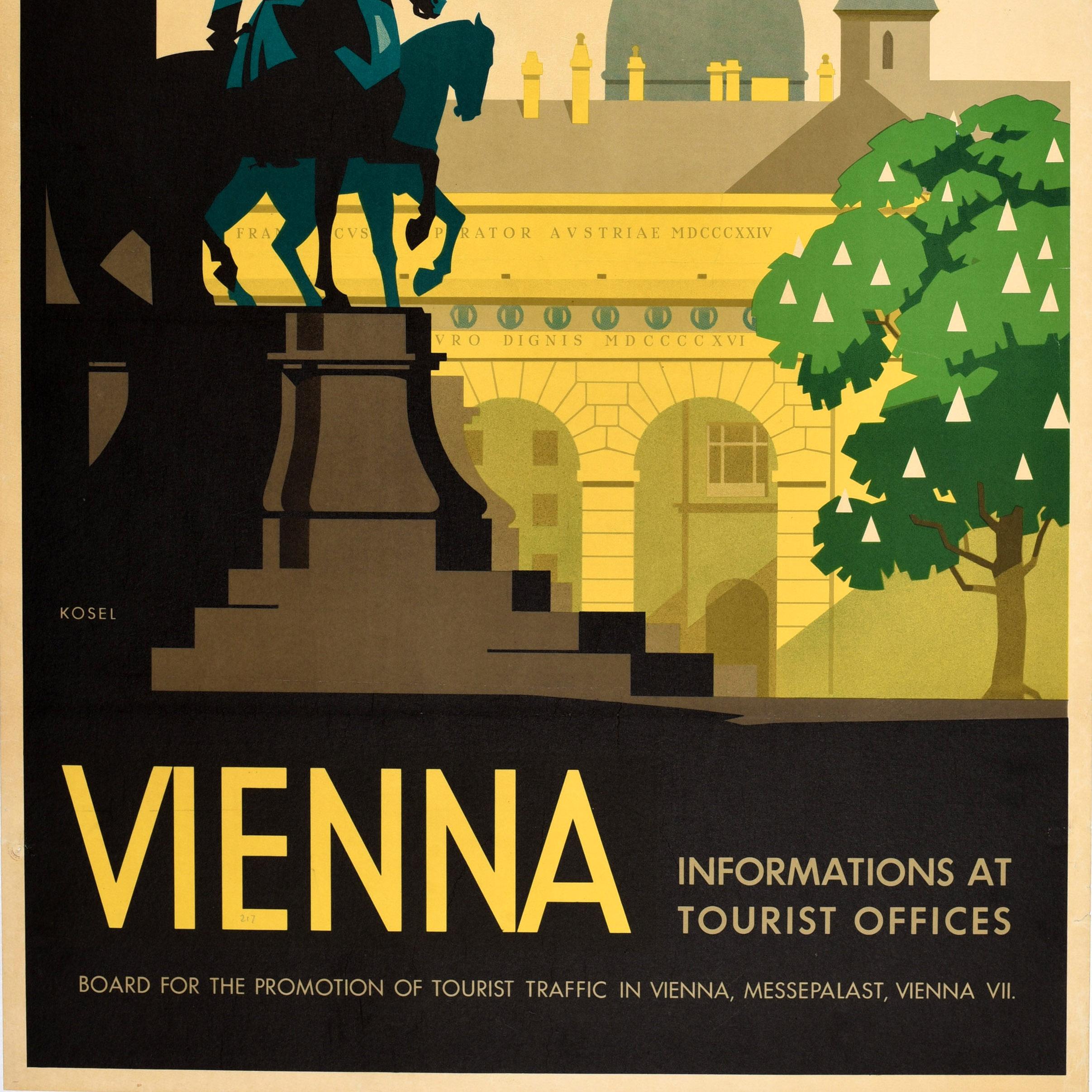 Affiche de voyage vintage originale de Vienne, Autriche, Art déco, Hermann Kosel Design en vente 3