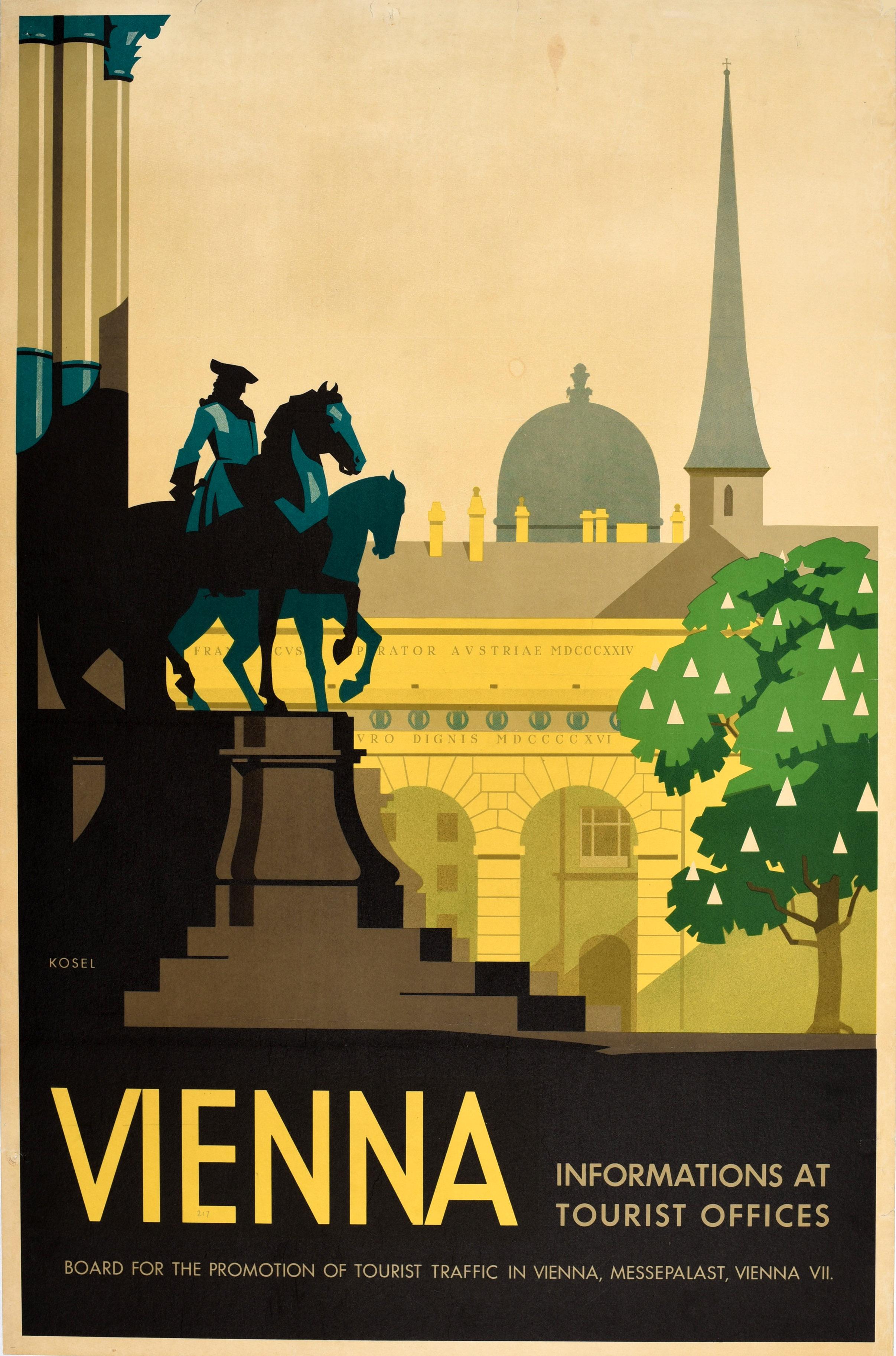 Original Vintage Travel Poster Vienna Austria Art Deco Hermann Kosel Design Art