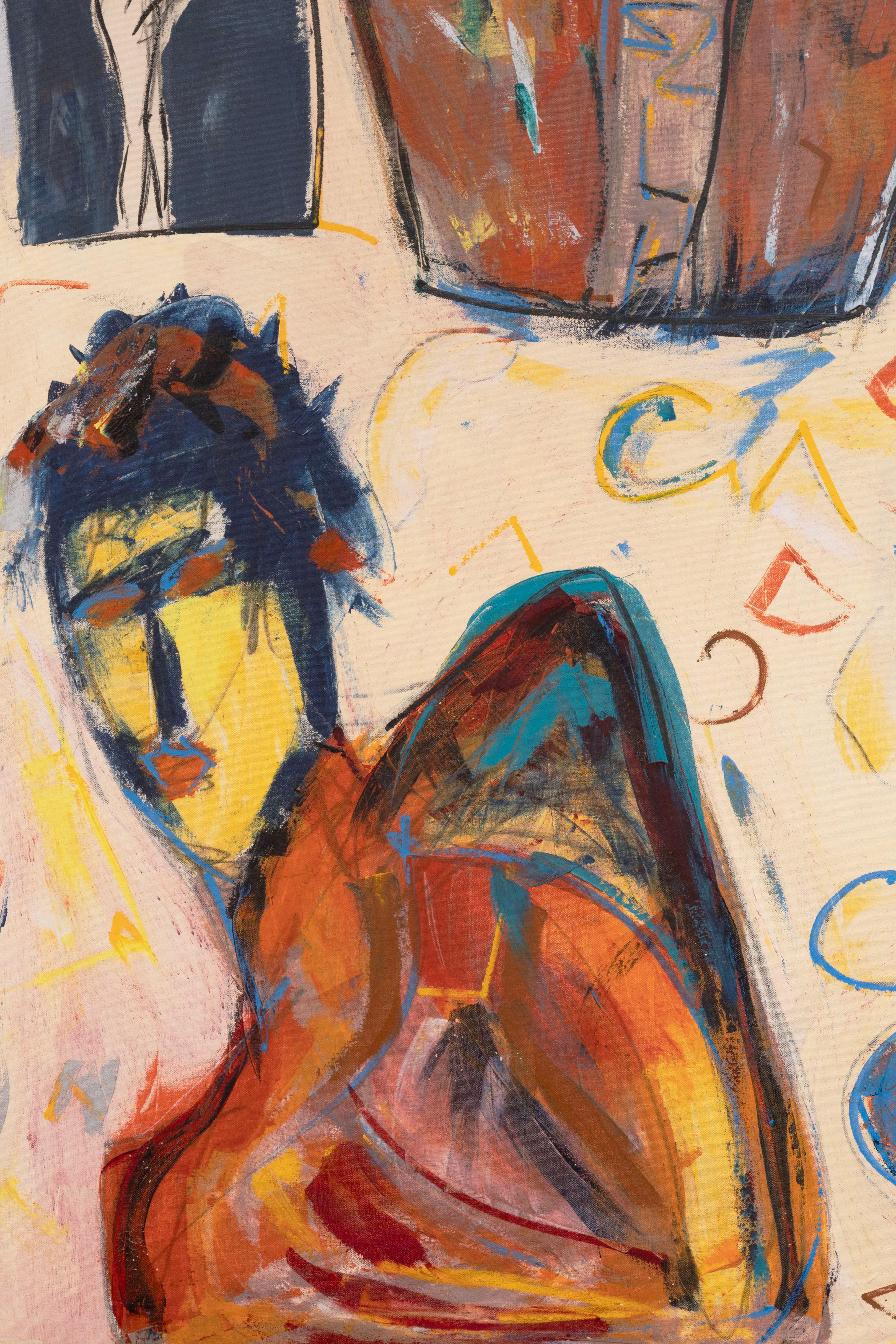 Hermann Lederle Canopic 1985 Signed Oil Painting Figurative Abstract ...
