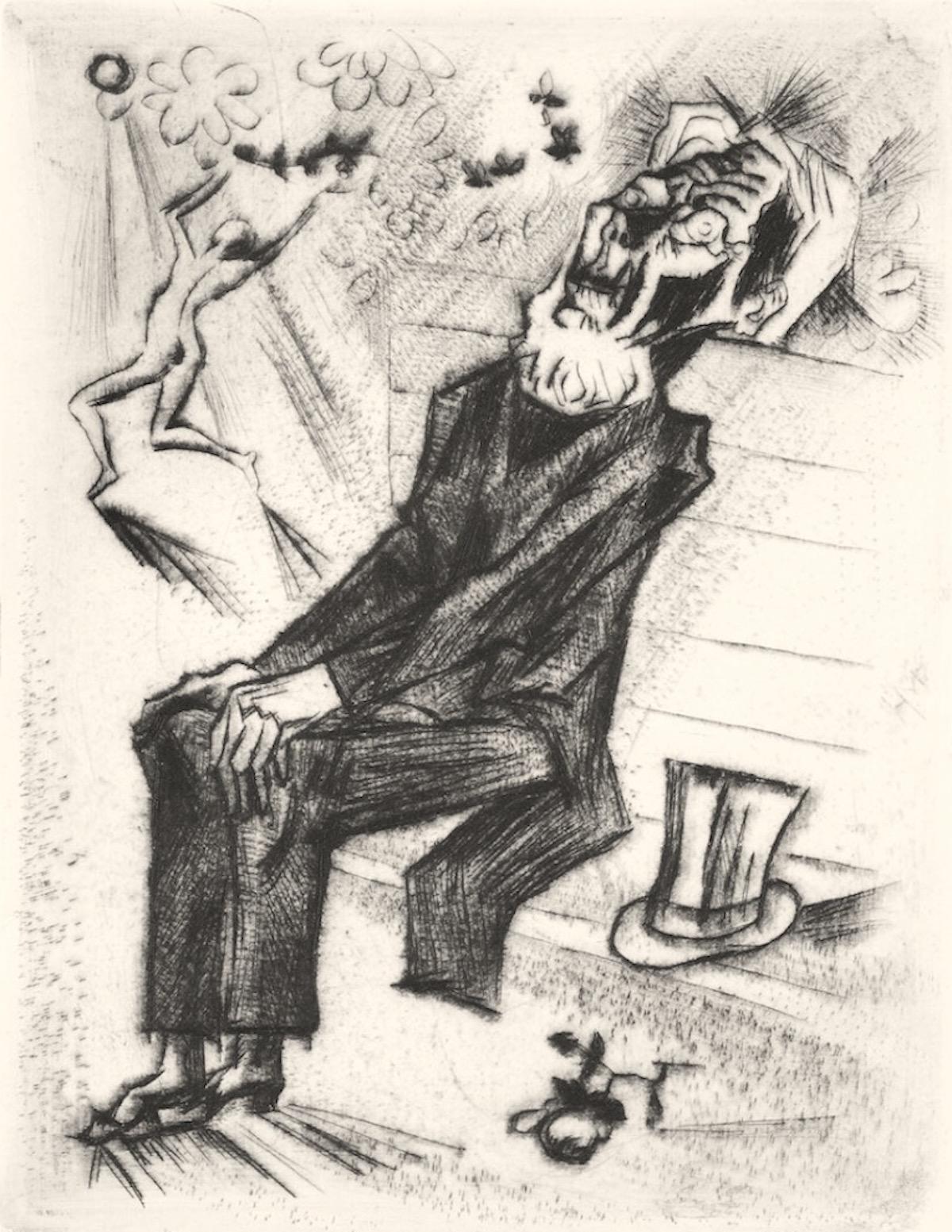 Der Schatten II - Etching and Drypoint by Max Pechstein - 1918 - Print by Hermann Max Pechstein