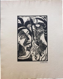 Zwiesprache - Original Woodcut Print by Max Pechstein - 1918