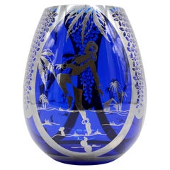 Vintage Hermann Michel French Art Deco Glass Vase, 1930