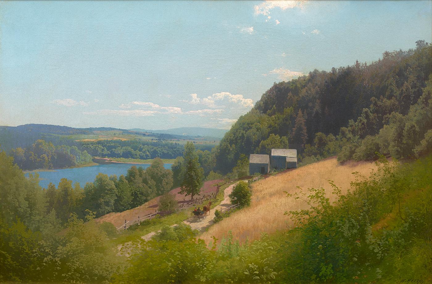 Hermann Ottomar Herzog Landscape Painting – Sommer auf dem Delaware-Fluss